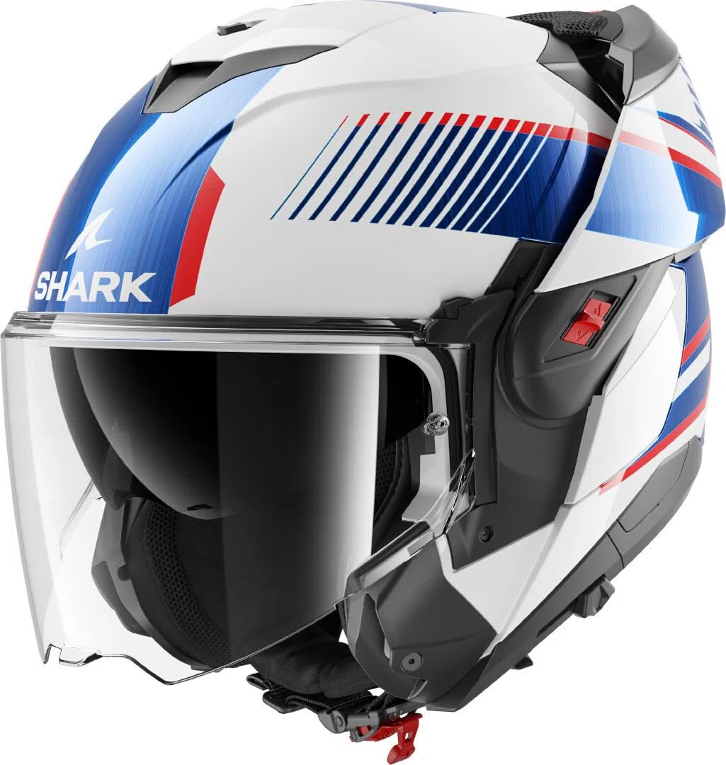 SHARK, Casco Moto Modulare OXO SIKTER White Chrome Blue WUB