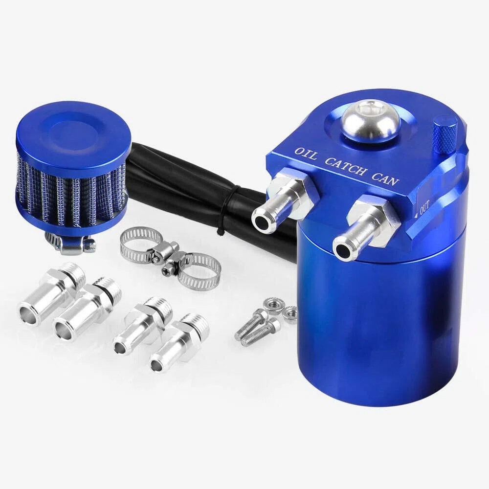 Raccogli olio universale, Riloer 300ml Filtro aria Sfiato motore Separatore olio Serbatoio olio Raccoglitore olio per auto (Argento)