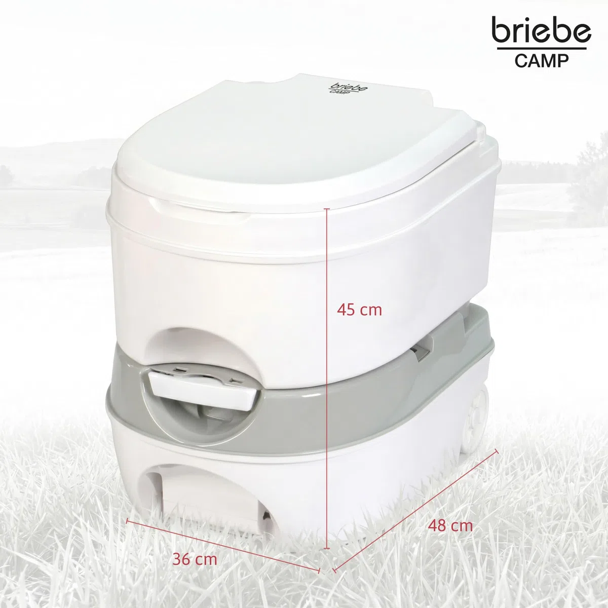 briebe Camp WC Portatile 24L Bagno Chimico, Campeggio, Camper, Roulotte, Barca e Outdoor, Serbatoio di Scarico dell'Acqua con Pompa a Pistone 20L, Potty