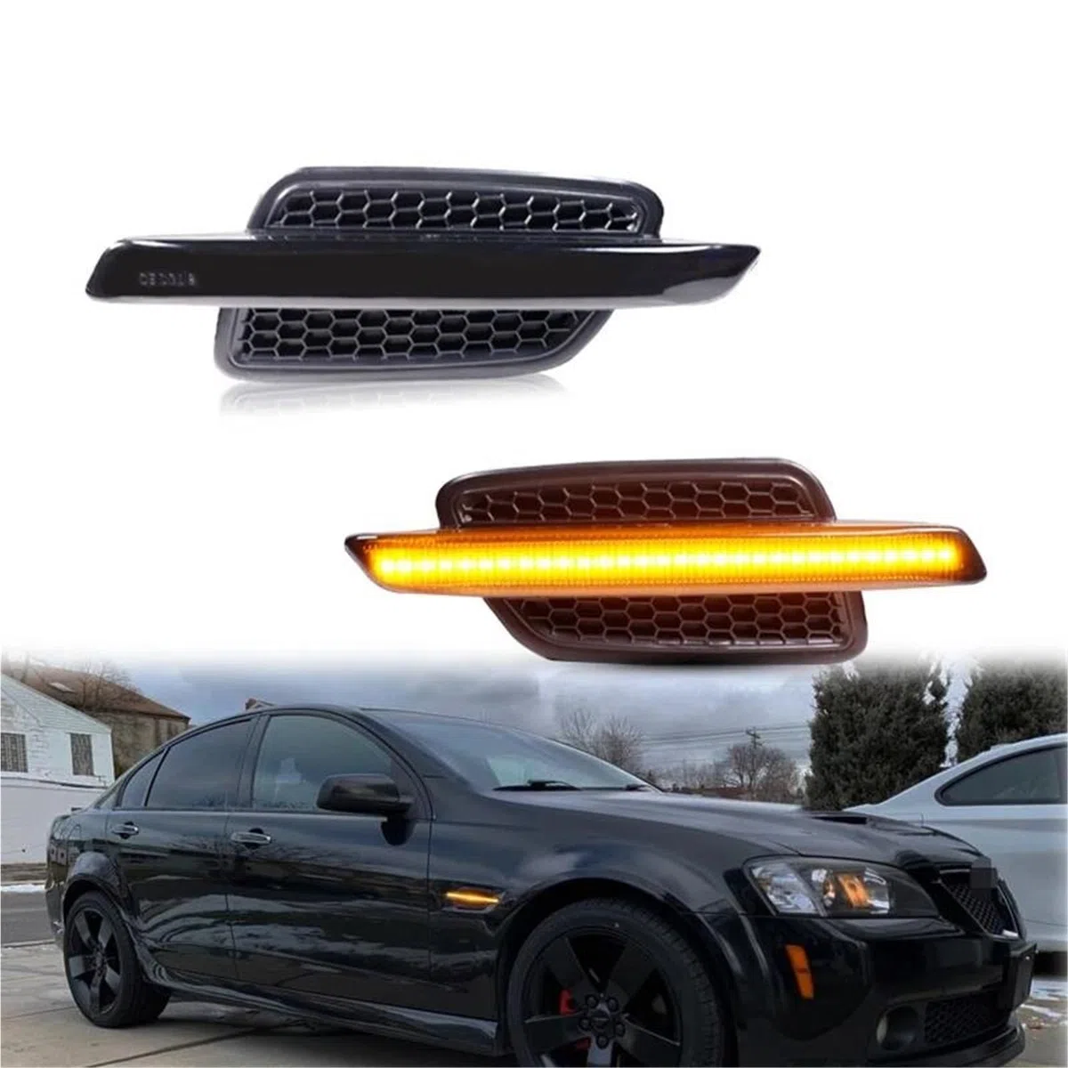 Specchietto Retrovisore Luci Blinker Per Pontiac Per G8 2008-2009 Paraurti Anteriore Luci Posizione Laterali A LED Lampade Indicatori Di Direzione Ingombro DRL T10 12V(White)