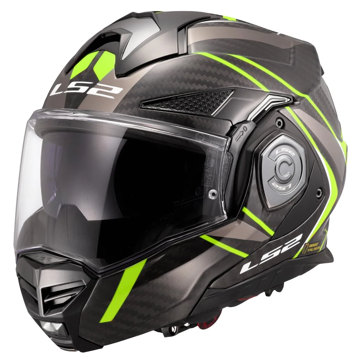 LS2, Casco Moto Modulare ADVANT X CARBON FUTURE II Gloss H-V Yellow, L