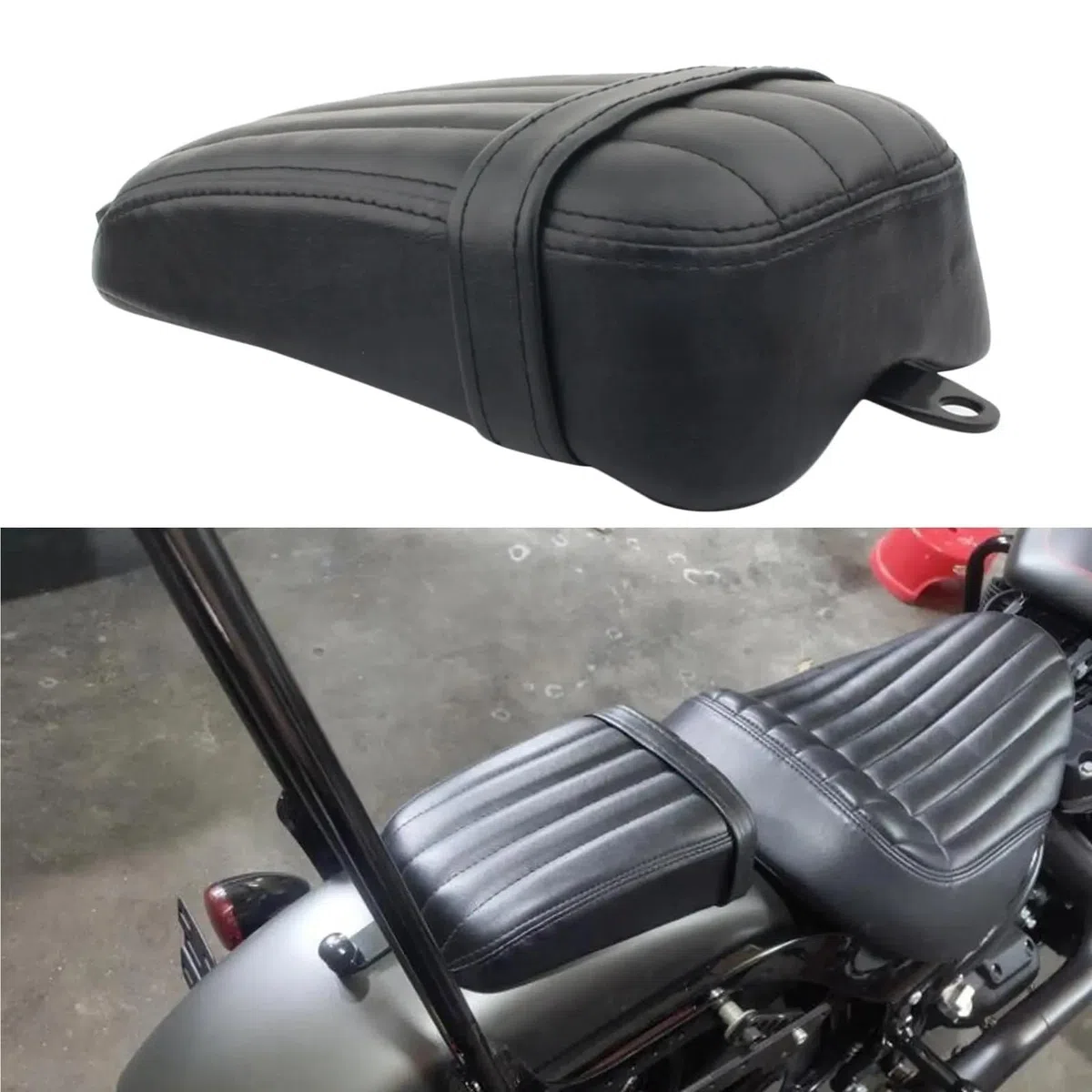 Sedile Passeggero Accessori moto Cuscino del sedile passeggero posteriore in pelle artificiale nera Sella comfort per ciclisti da strada