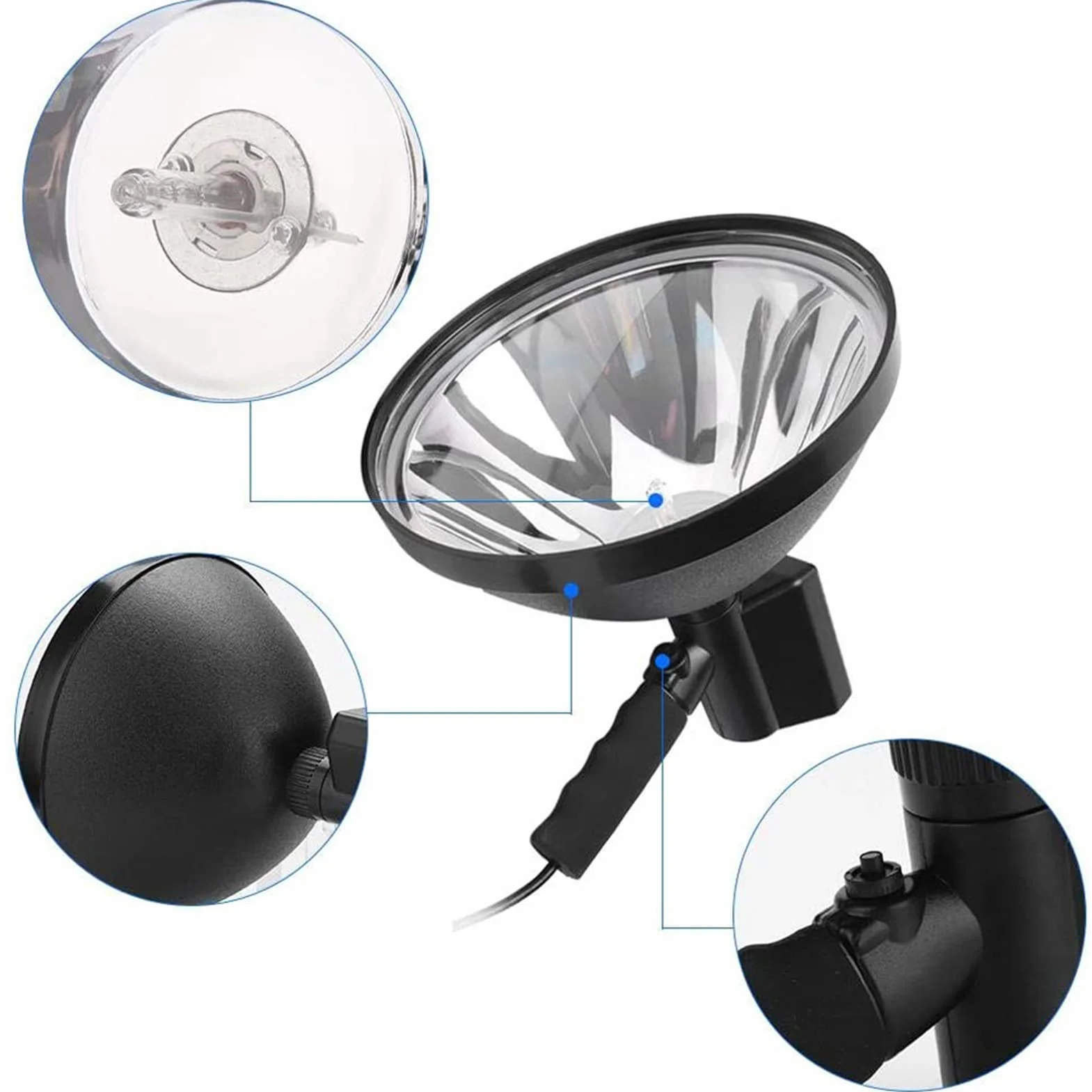 Torcia Portatile Impermeabile con Luce Spot da Caccia per Barca da Pesca da Campeggio - Materiale PVC