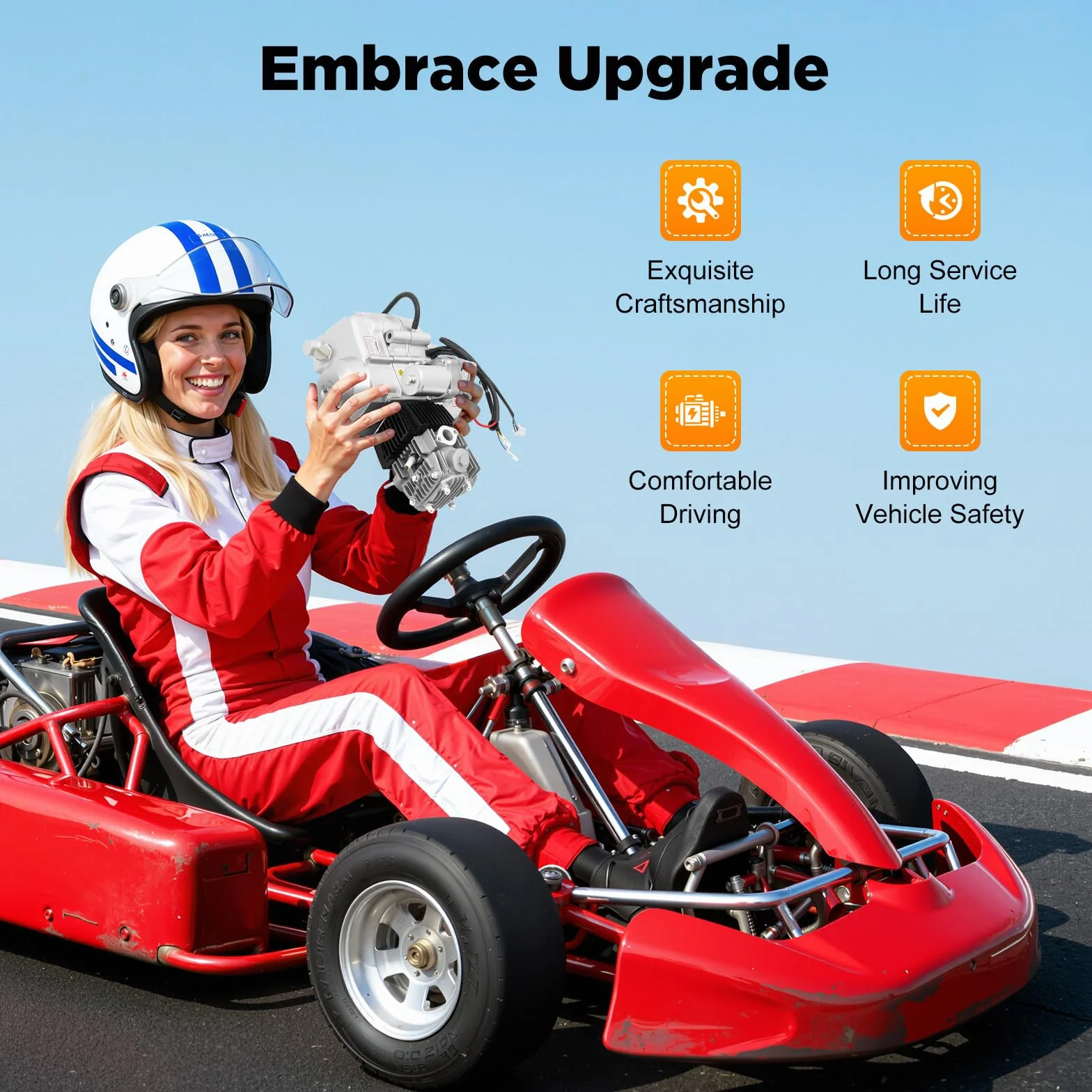 Motore 125CC a 4 tempi per ATV Kart monocilindrico orizzontale, raffreddato ad aria con avviamento elettrico, accensione CDI, 3 marce avanti con retromarcia, incluso cablaggio + filtro dell'aria +