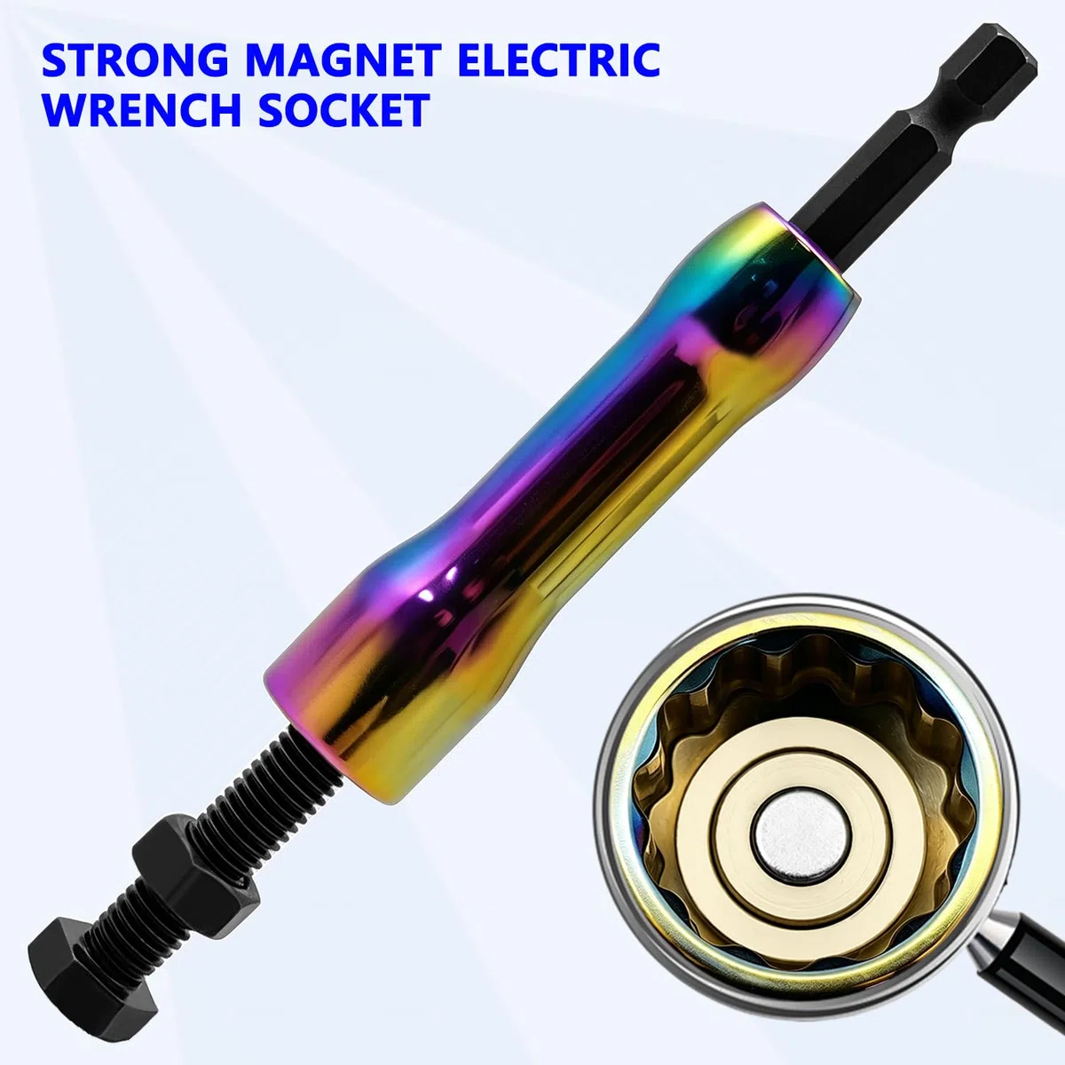 ZKTOOL 5 Pezzi Set di Bussole Magnetiche a Impatto | Adattatore per Bussola per Cacciavite con Attacco Esagonale da 1/4", Bussola da 8-14 mm con Molla Retrattile Integrata