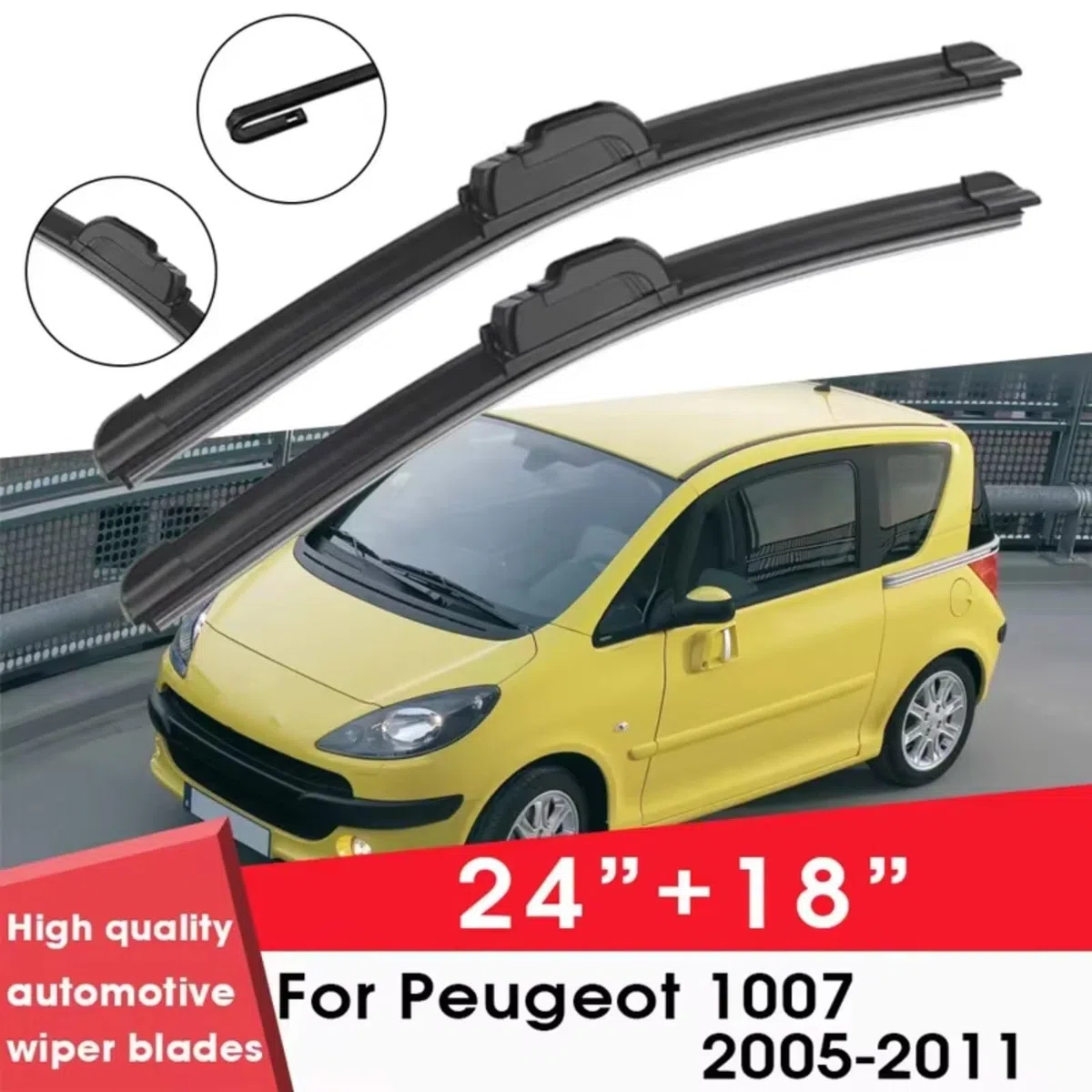Kit Tergicristallo Compatibile Con Peugeot Per 1007 2005 2006 2007 2008 2009 2010 2011 24"+18" Parabrezza Parabrezza Pulizia Gomma Silicone Auto Tergicristalli Accessori Tergicristalli