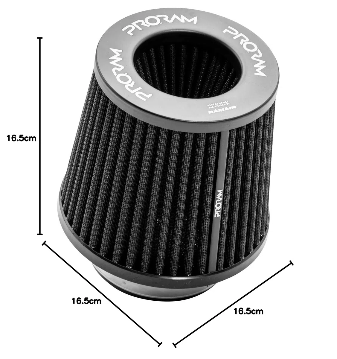 PRORAM - Filtro dell'aria universale a induzione, 70 mm, ad alte prestazioni, colore: nero