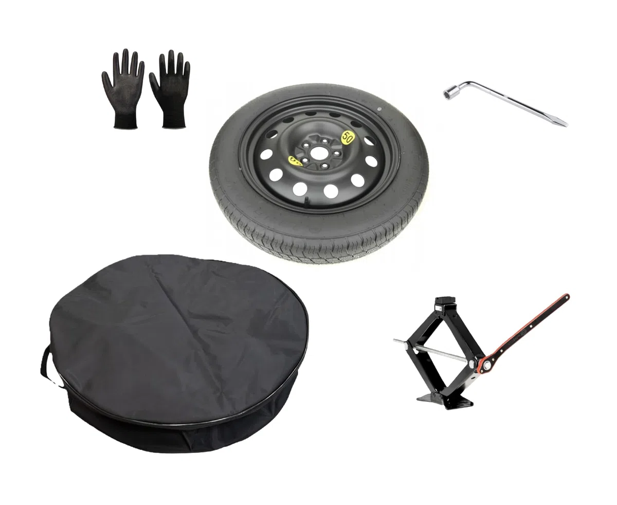 Kit Ruotino di Scorta 19" compatibile con Mercedes EQC (NO AMG) con Cric, Chiave, Guanti e Sacca (Misura 73x17 cm)