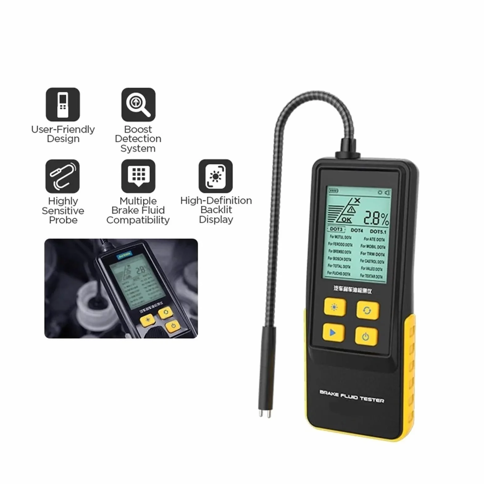 Tester per liquido freni, Tester Del Liquido Dei Freni Tester 'olio Dei Freni Compatibile, Calibrato For Il Liquido Dei Freni