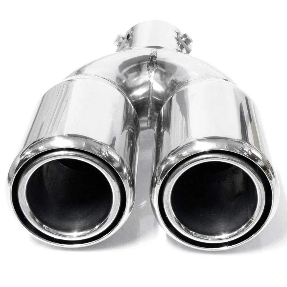 5136 Doppio Universale Terminale Di Scarico Acciaio Inox fino a 57mm Cromo