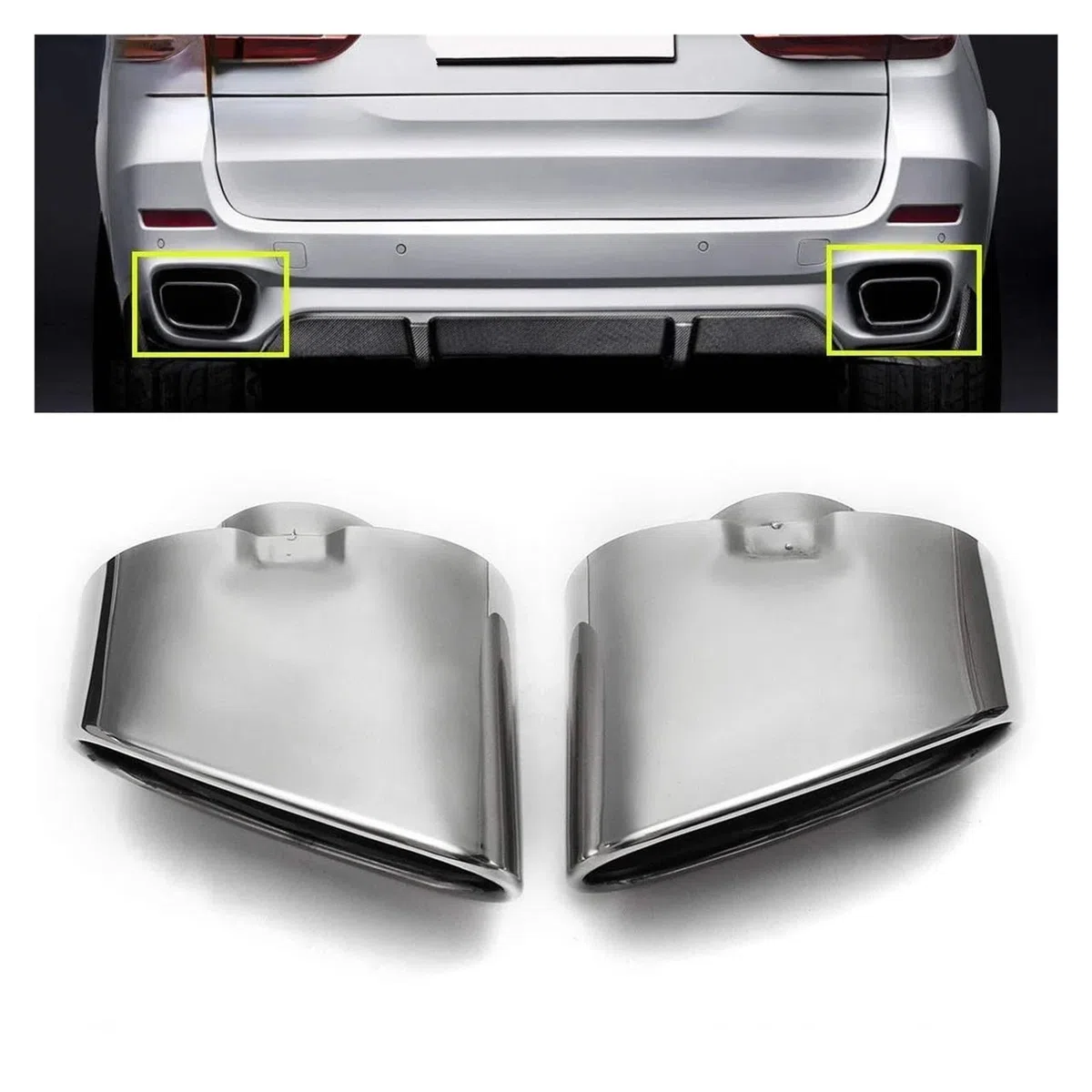 Per BMW X5 E70 2000-2007 Al 2016 2 Pezzi Terminale Di Scarico Doppio In Acciaio Inossidabile Cromato Copertura Tubo Scarico