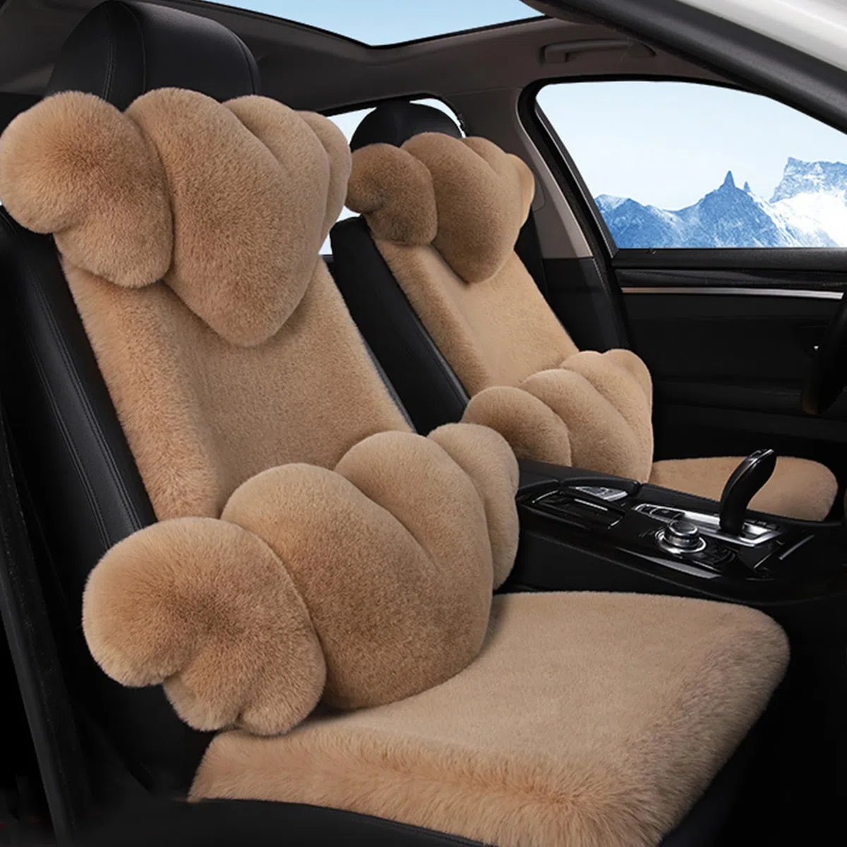 Fuzzy Coprisedili auto | Supporto lombare auto | Tappetino per sedile anteriore auto invernale – per berline, camper, conducenti appassionati di viaggio, guida invernale, pendolari