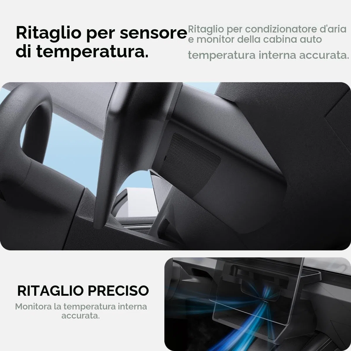 Spigen Tesla Model 3 Highland 2024-26 Model Y Juniper 2025 2026 Organizer Sotto Schermo, Installazione con un Tocco, Organizzatore Portaoggetti, Accessori Tesla - Nero