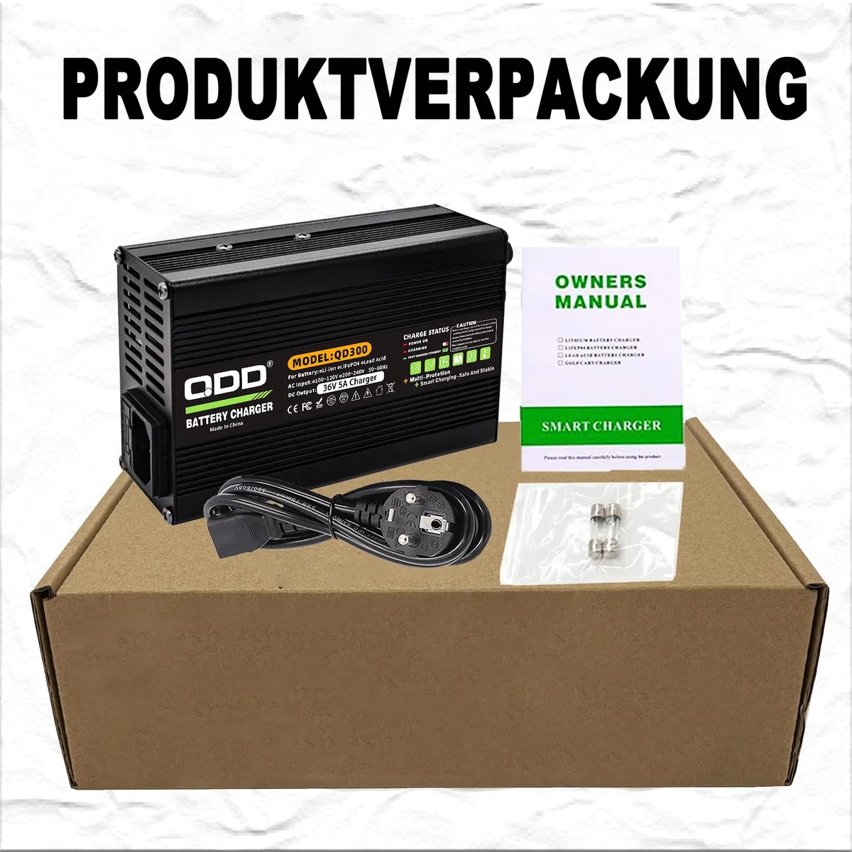 QDD Caricabatterie 36V 36V 5A al piombo-acido con uscita DC 50A Connettore Anderson per 36V Piombo Acido AGM Gel VRLA OPZV 36V Smart Charger