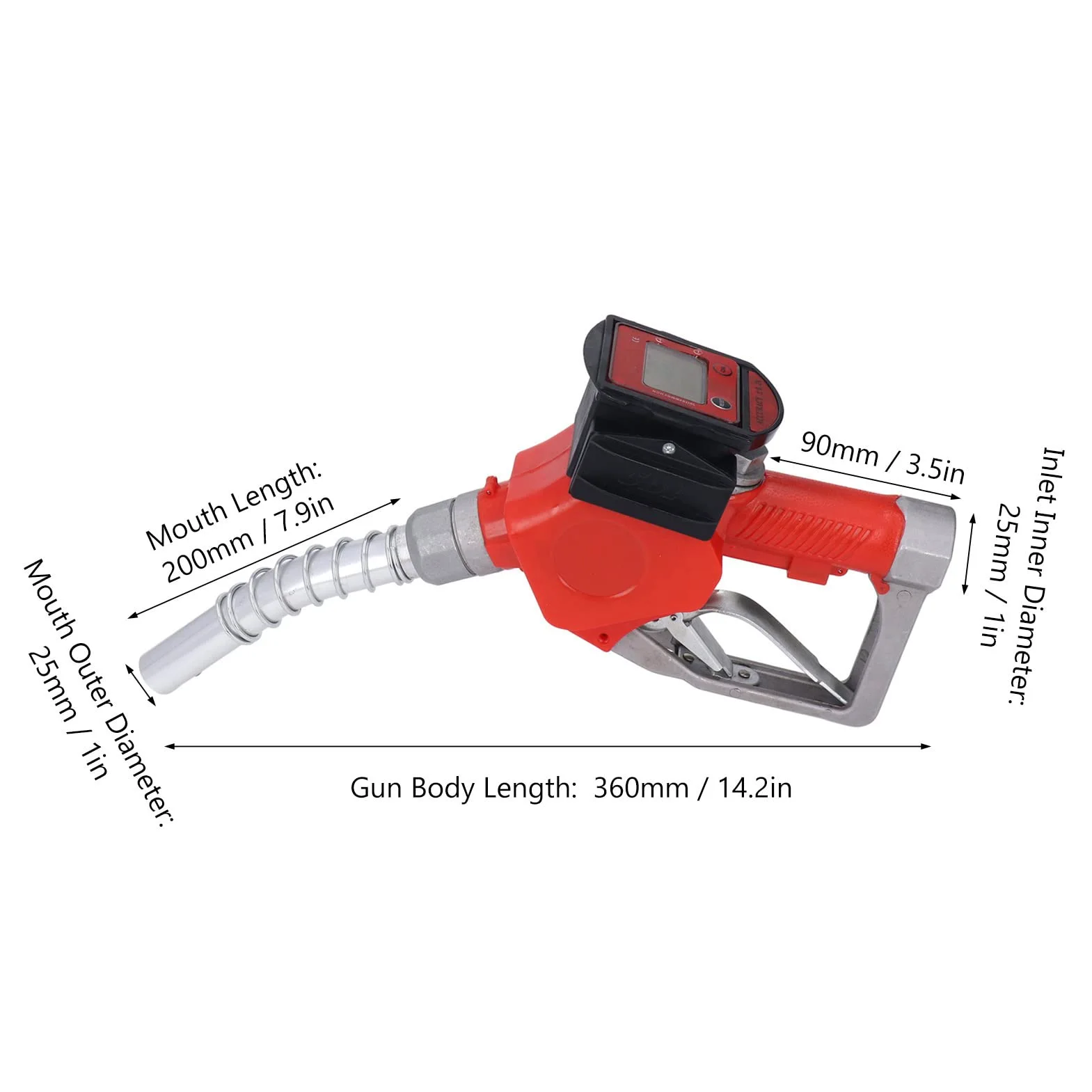 Ugello Carburante Automatico, Misuratore Di Portata Digitale In Lega Di Alluminio Con Funzione Pistola Di Salto Automatica Per Benzina Cherosene, Portata 10 60 L Min.