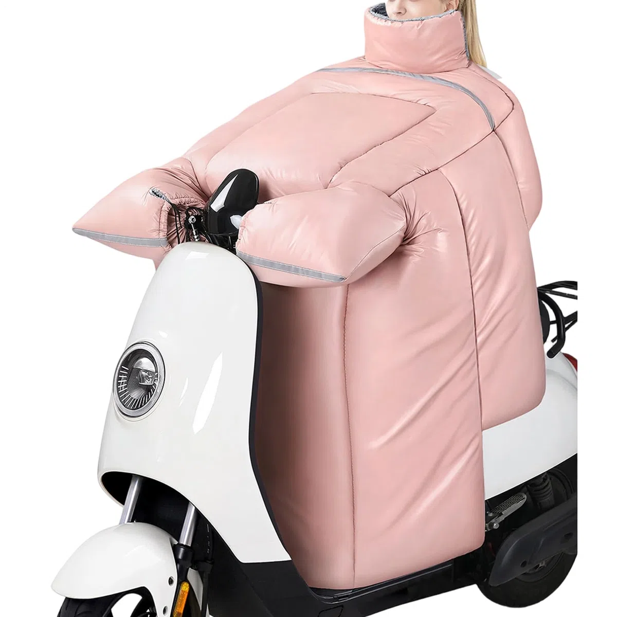 Grembiule da moto, coperta trapuntata impermeabile per equitazione invernale, guanti integrati con fodera in peluche, protezione per le ginocchia, per donne, uomini, motociclisti, scooter, viaggi