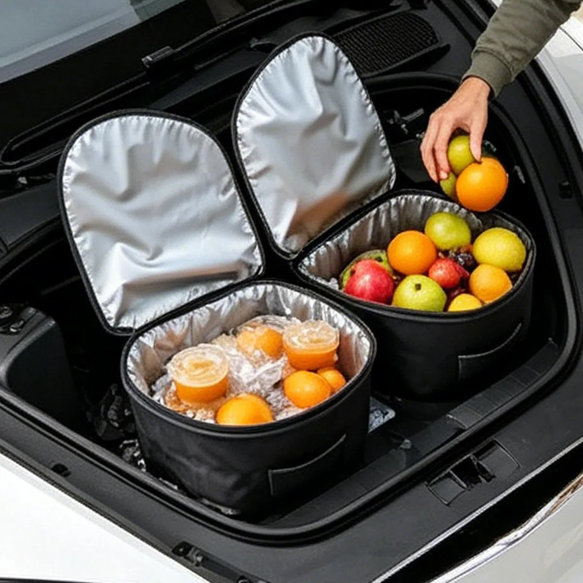 Borsa Portaoggetti Da Bagagliaio Anteriore 2 Pezzi Portatile Con Coperchio | Organizer Termico per Bagagliaio Per Vacanze, Barbecue, Lunghi Viaggi, Brevi Gite E Campeggio
