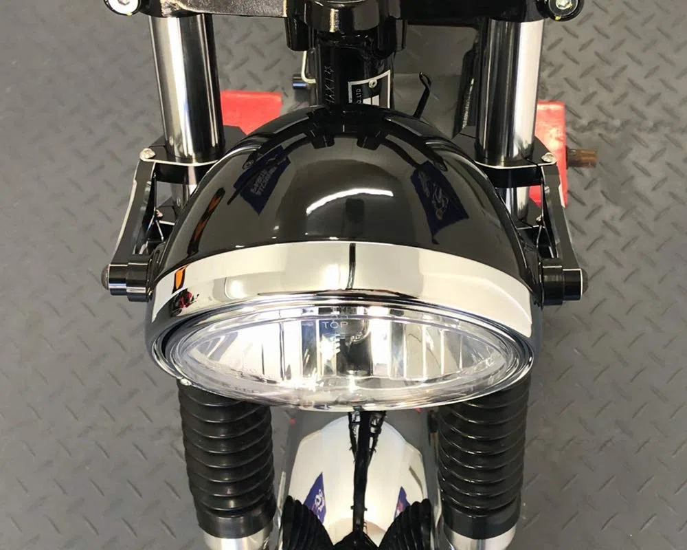 Alchemy Parts Moto 8" Pollici Faro 12V 55W Acciaio Nero Classic Retrò Vecchia Scuola Stile