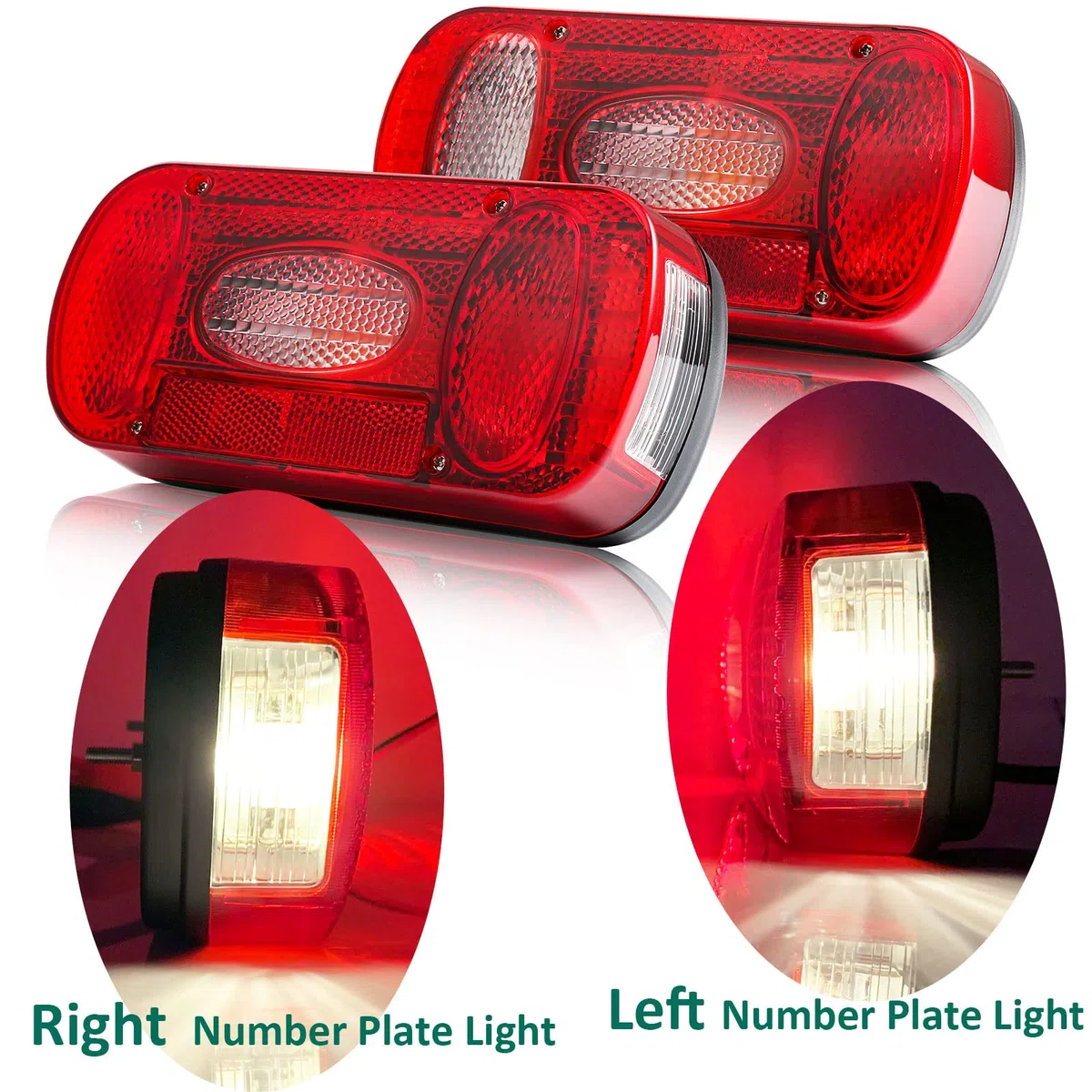 Kit Luci Posteriori per Rimorchio 12v,E4 7Funzioni 2pcs Alogene Fanale Posteriori Rimorchio, Fanali Posteriori 12v con Fendinebbia Luce di Retromarcia Impermeabile Caravan Lampa per Furgoni