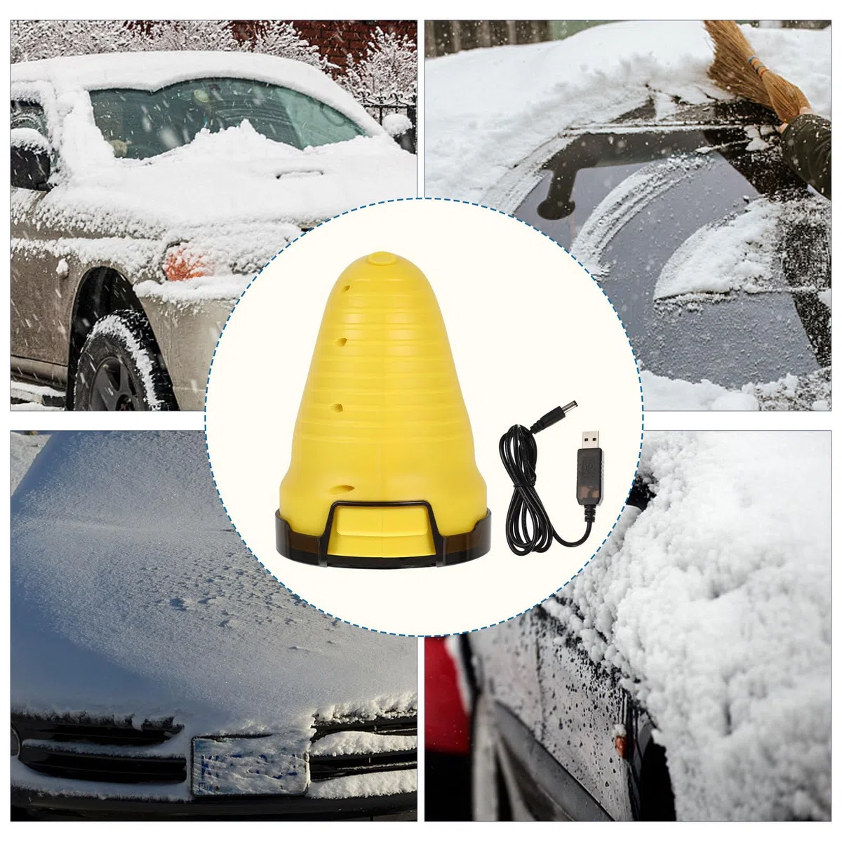 GLEAVI Raschiaghiaccio per Parabrezza Auto in ABS Giallo Portatile Pala Efficiente per Rimuovere Neve e Ghiaccio, per Uso Invernale su Veicoli