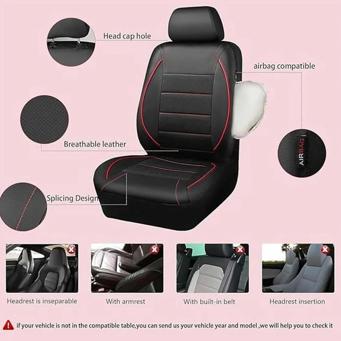 Generico Coprisedili Auto per Toyota Yaris Cross Hybrid 2021-2025, Set Completo di Coprisedili in Pelle PU per Sedili Anteriori e Posteriori, Compatibili con Airbag Col156
