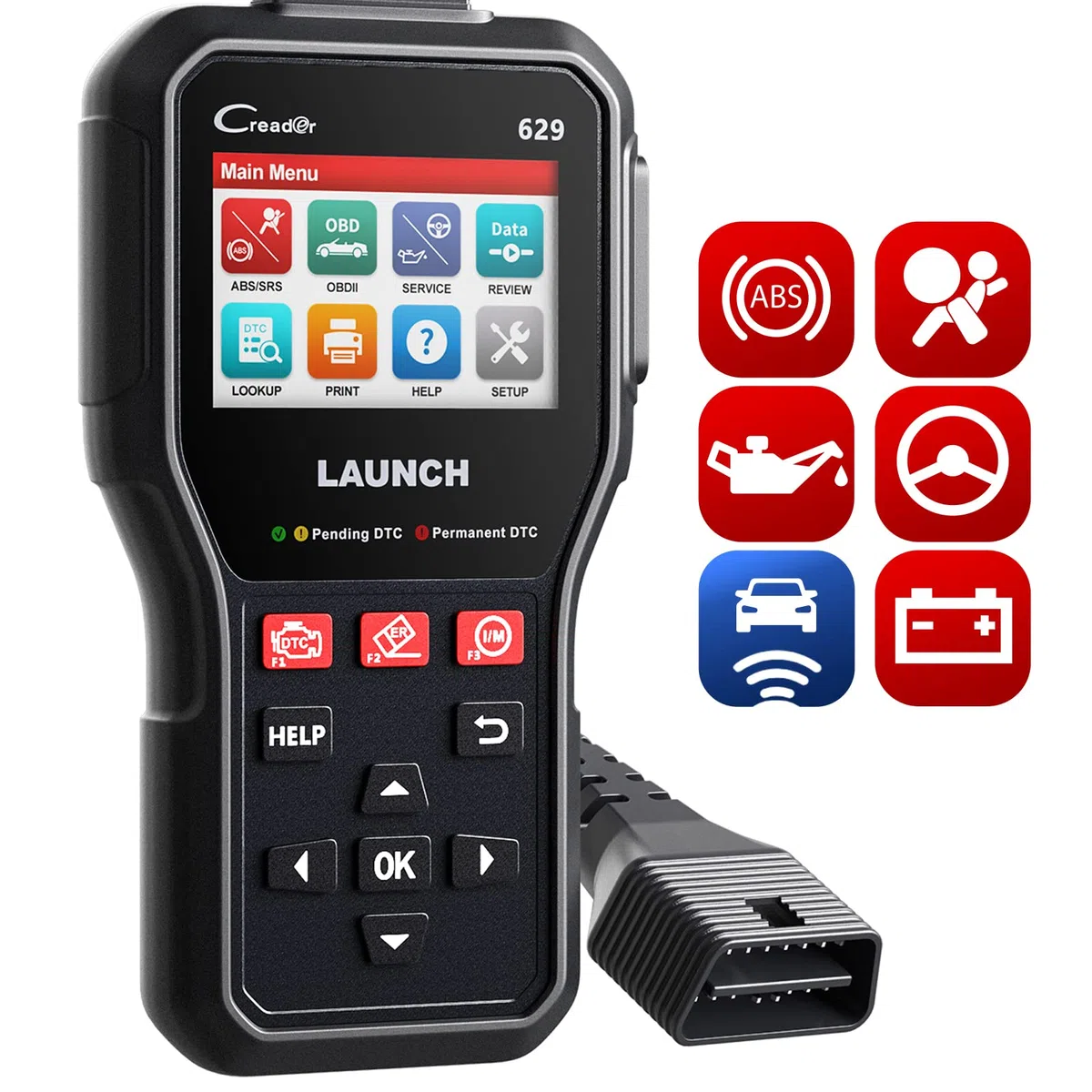LAUNCH CR629 OBD2 Auto Diagnostica ABS SRS Test Attivo Reset Olio SAS BMS | Diagnostica ABS/SRS e test attivo, 3 reset, funzioni OBD2 complete, ampia compatibilità, 8 lingue
