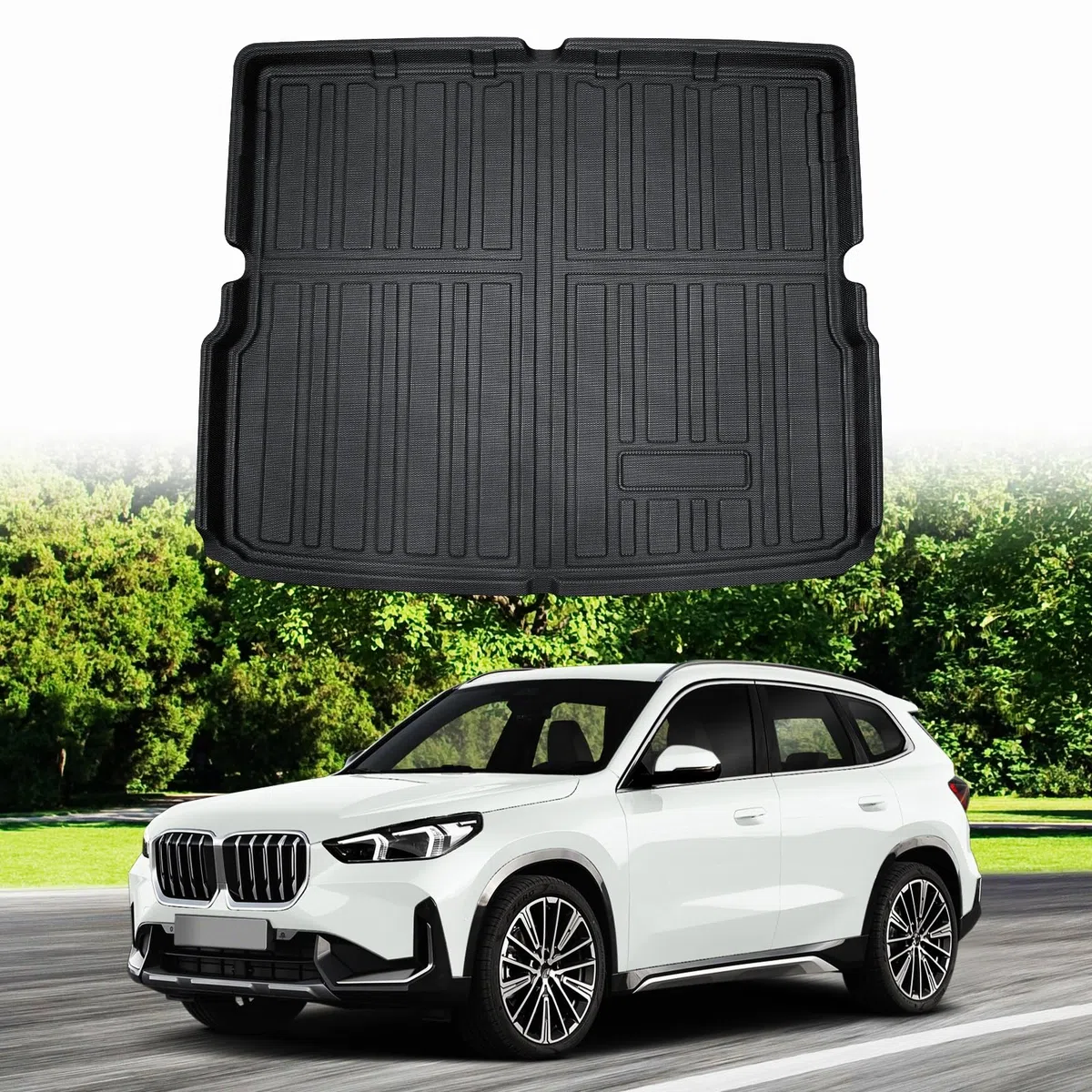 ECOZEN Vasca Baule per BMW x1/ix1 U11 2022-2026 3D Specifica In TPE Proteggi Bagagliaio auto, BMW x1 ix1 U11 Tappetino del bagagliaio con bordino rialzato resistente impermeabile tutte le stagioni