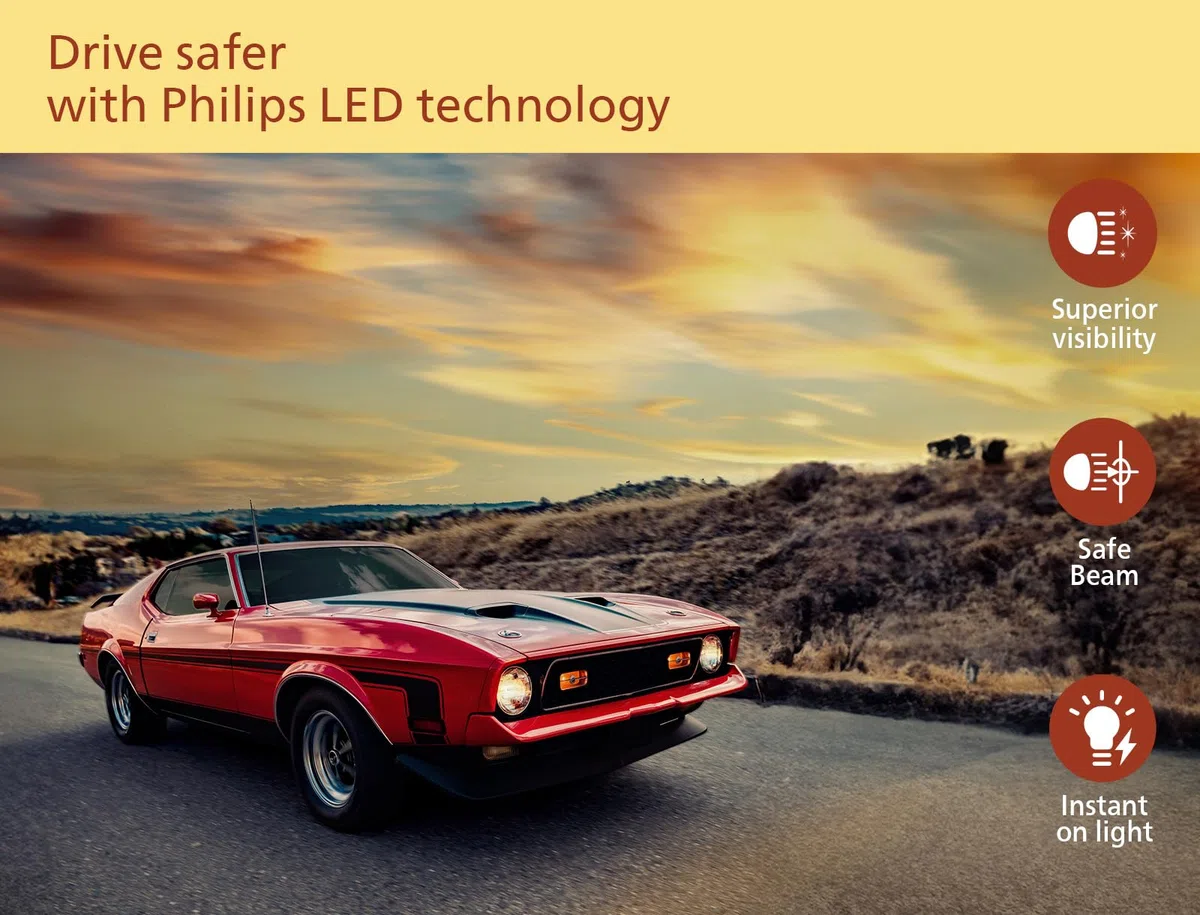 Philips Ultinon Classic lampadina LED per fari auto (H11), luce bianca calda 3.500K, luce colorata alogena, 80% di luminosità in più, lampadina LED facile da montare, set da 2
