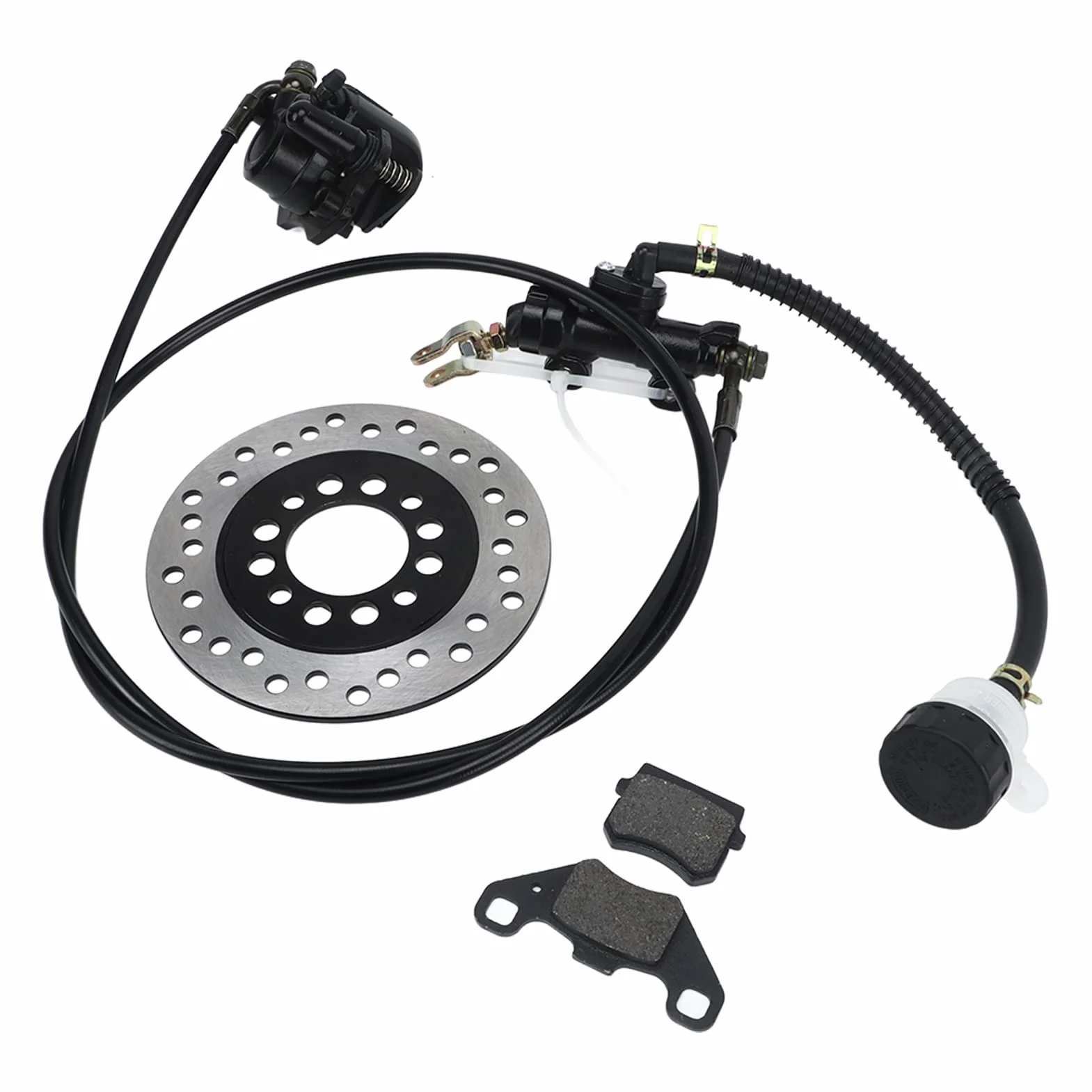 Pilipane Kit Freno Go Kart,Kit Freno a Disco Idraulico Universale, Robusto Sistema di Pinze Freno a Disco in Metallo per Moto da Cross 50cc-250cc, Quad E Go Kart