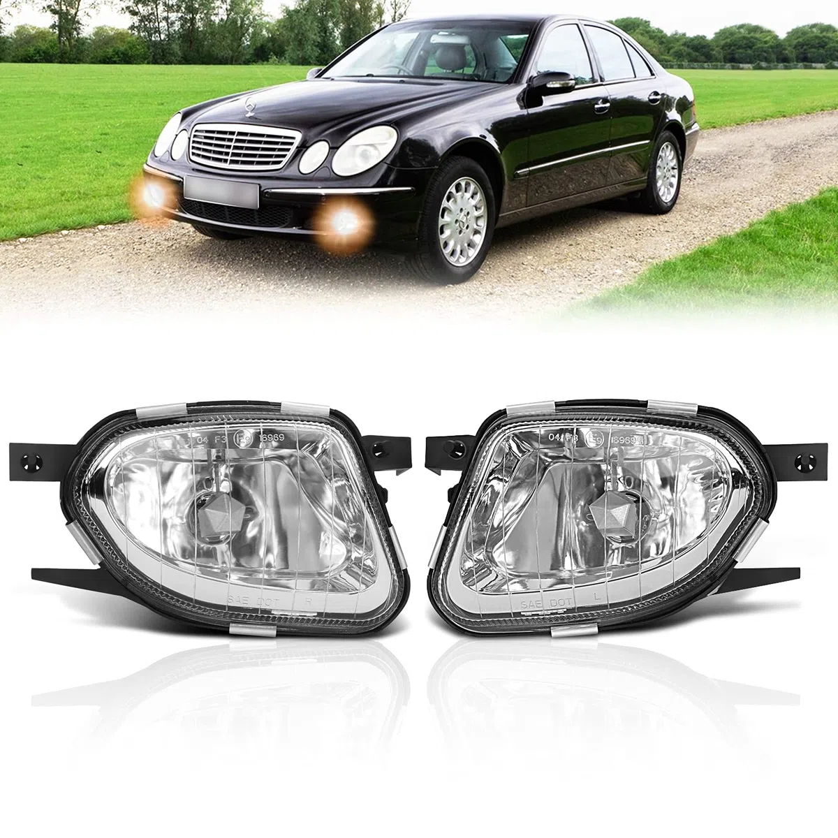 TangMiGe Fendinebbia compatibile con Mercedes Benz Classe E (W211/S211) 03/2002-05/2004, Sprinter (906) 06/2006-12/2006(standard item), Sprinter (906) 01/2007-08/2013, 1 Paio (Chiaro)