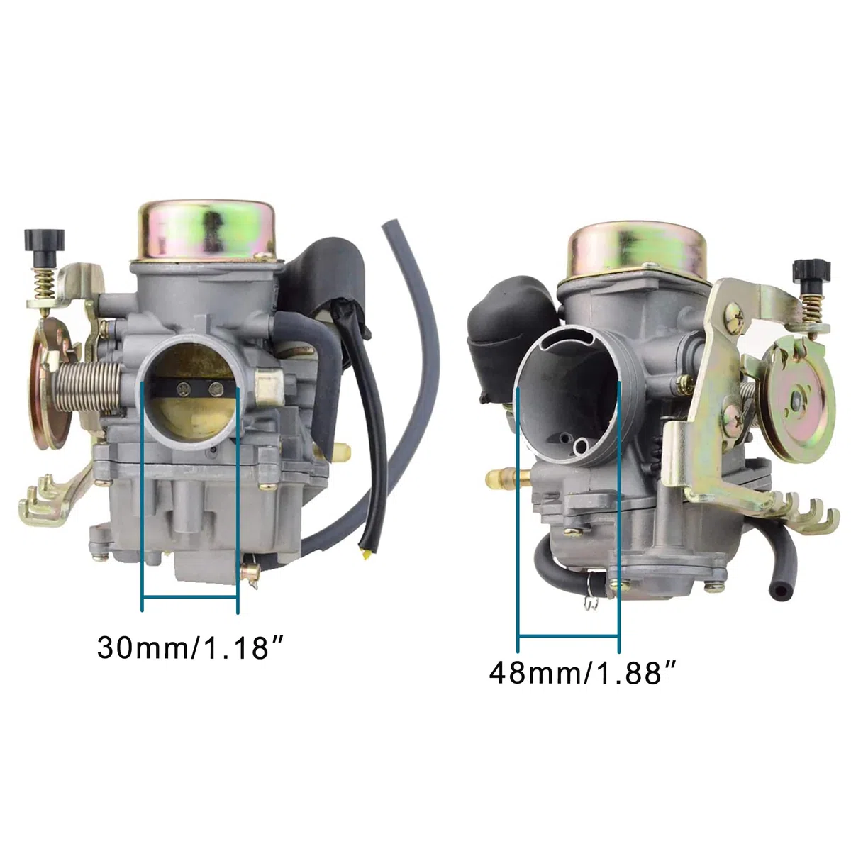 GOOFIT Carburatore Moto 30mm PD30J con Avviamento Elettrico sostituzione per Linhai 260 Motore Ciclomotore e Scooter Pit Bike ATV Quad Argento