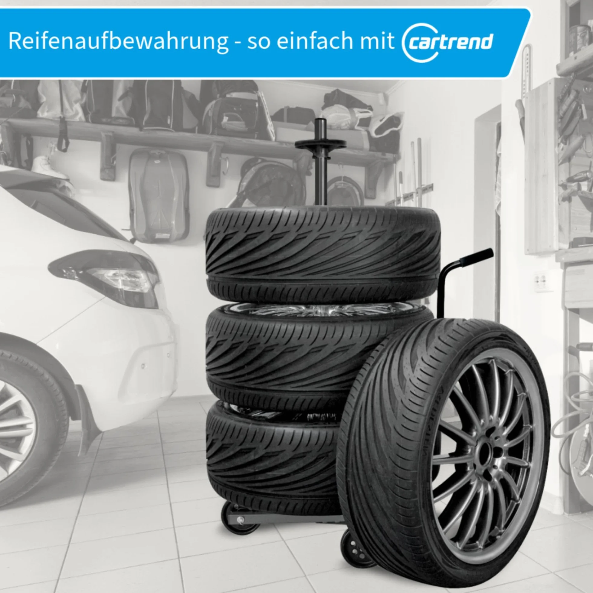 cartrend Mattoni per cerchioni, albero del cerchione mobile con copertura di protezione per pneumatici, fino a 255 mm di larghezza, rivestimenti per proteggere i cerchioni