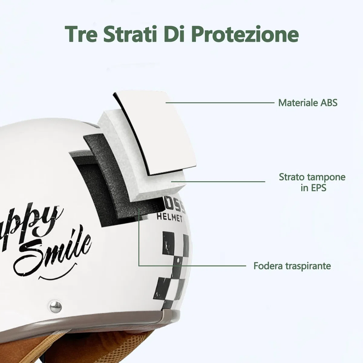 Metà Aperto Faccia Casco del Motociclo Con Occhialoni ，Casco Modulare Scooter，L'anti-collisione protegge la sicurezza stradale degli utenti