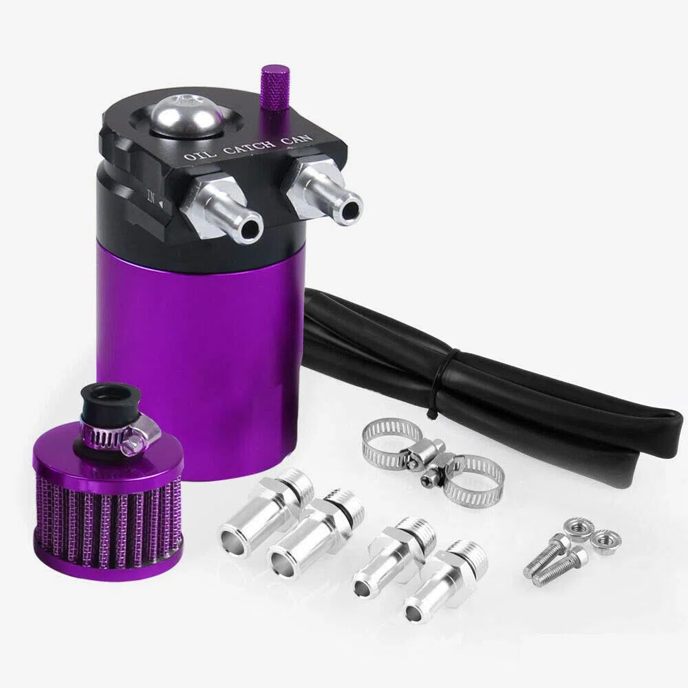Raccogli olio universale, Riloer 300ml Filtro aria Sfiato motore Separatore olio Serbatoio olio Raccoglitore olio per auto (Argento)