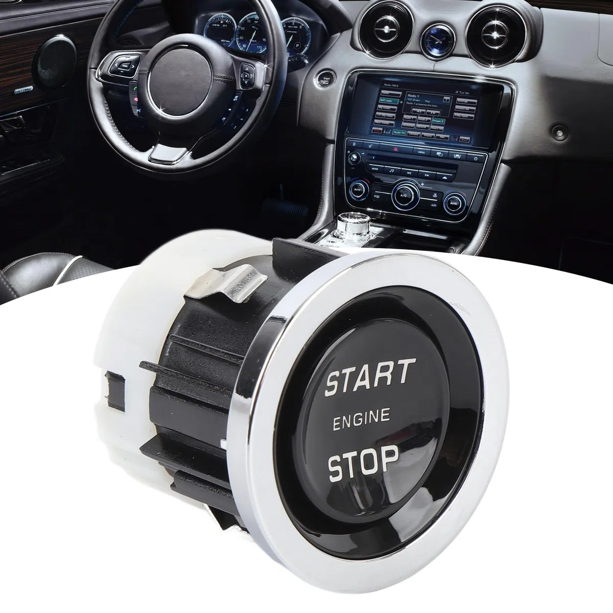 Pulsante Avviamento Motore, Interruttore Start Stop C2D4509 in Plastica ABS Compatibile con Jaguar XJ 2010-2013, Ricambio Accensione per Console Centrale e Cruscotto Auto