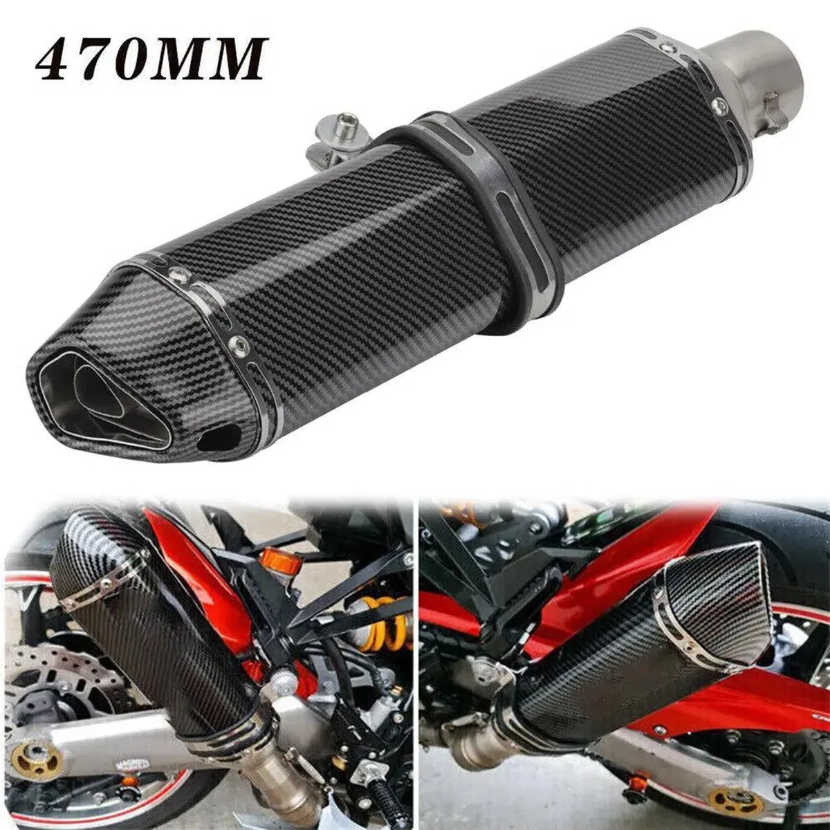 470 Millimetri di Scarico Moto Silenziatore Tubo Terminali di Scarico Tubo di Collegamento Marmitta Parti per Kawasaki per NINIA 650 Tmax 500 Tmax 530