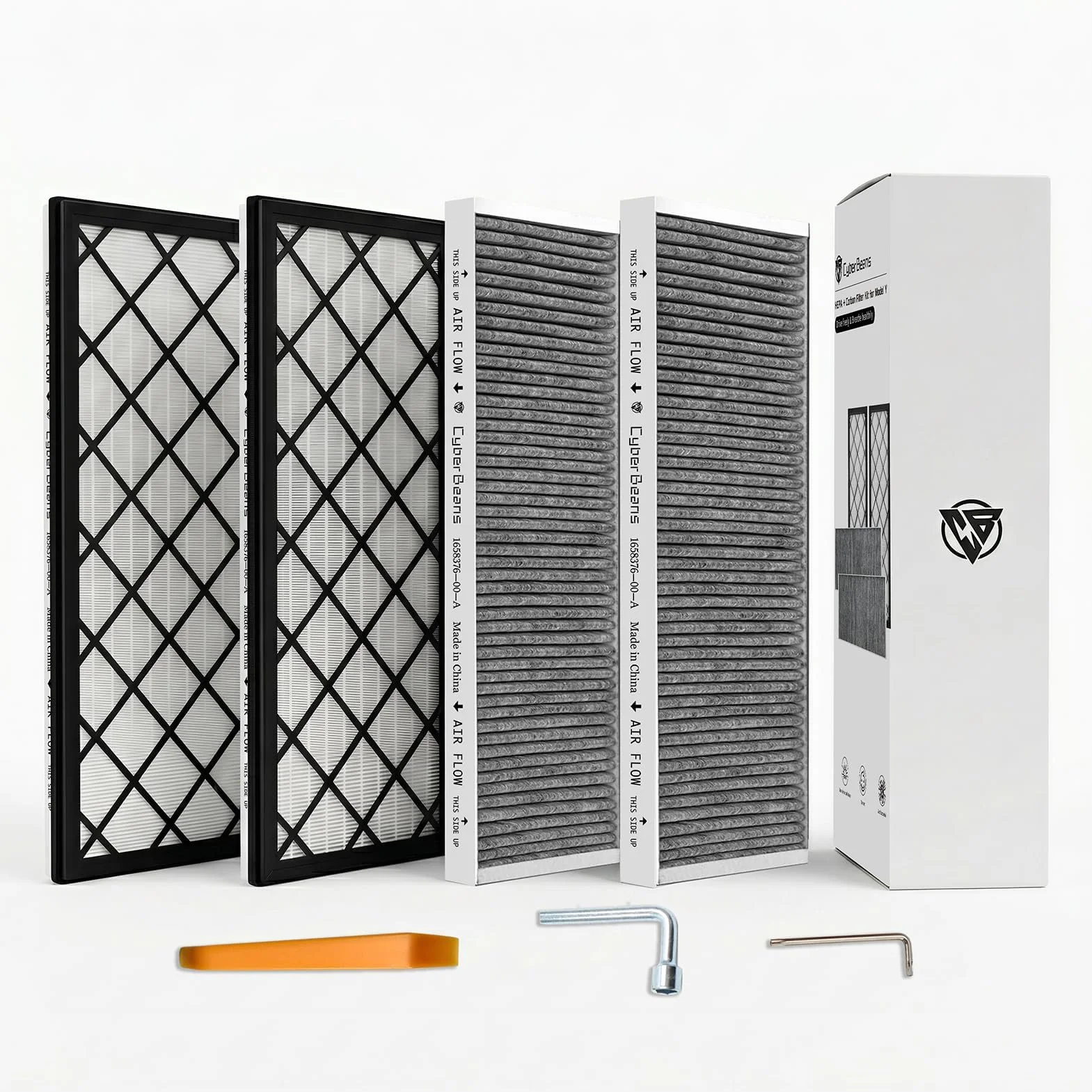 Kit Filtro HEPA + a Carboni Attivi per Tesla Model Y Sostituzione del Condizionatore d'Aria dell'Abitacolo con Carbone Attivo 2020-2025, 2026, Accessori Juniper (Confezione da 4)