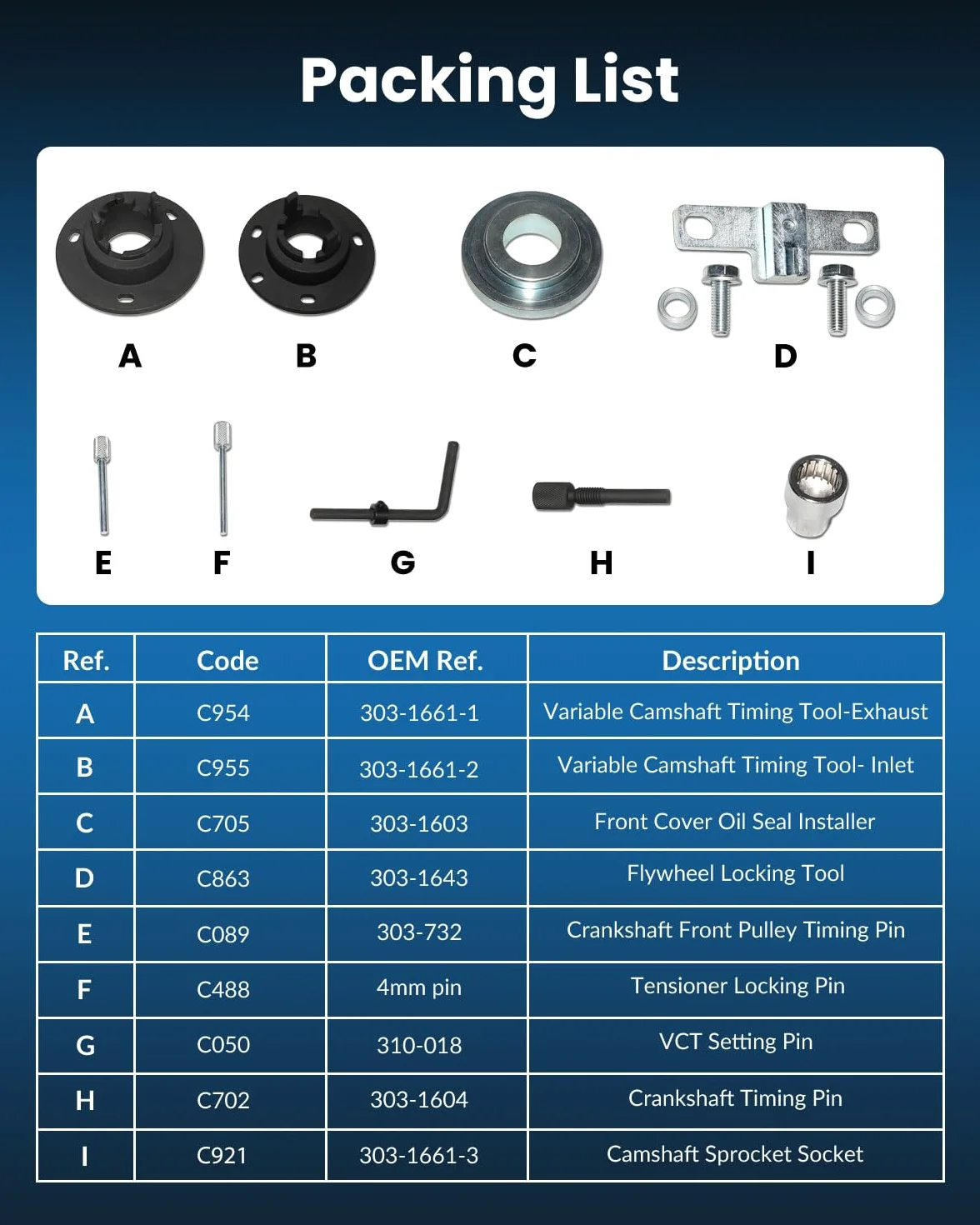 DPTOOL Strumento di bloccaggio dell'albero a Gomiti dell'albero a camme Compatibile con Ford 1.0L Ecoboost Ultima Versione del Motore a Benzina dal 2018 Sostituire 303-1661, 303-1643, 303-018