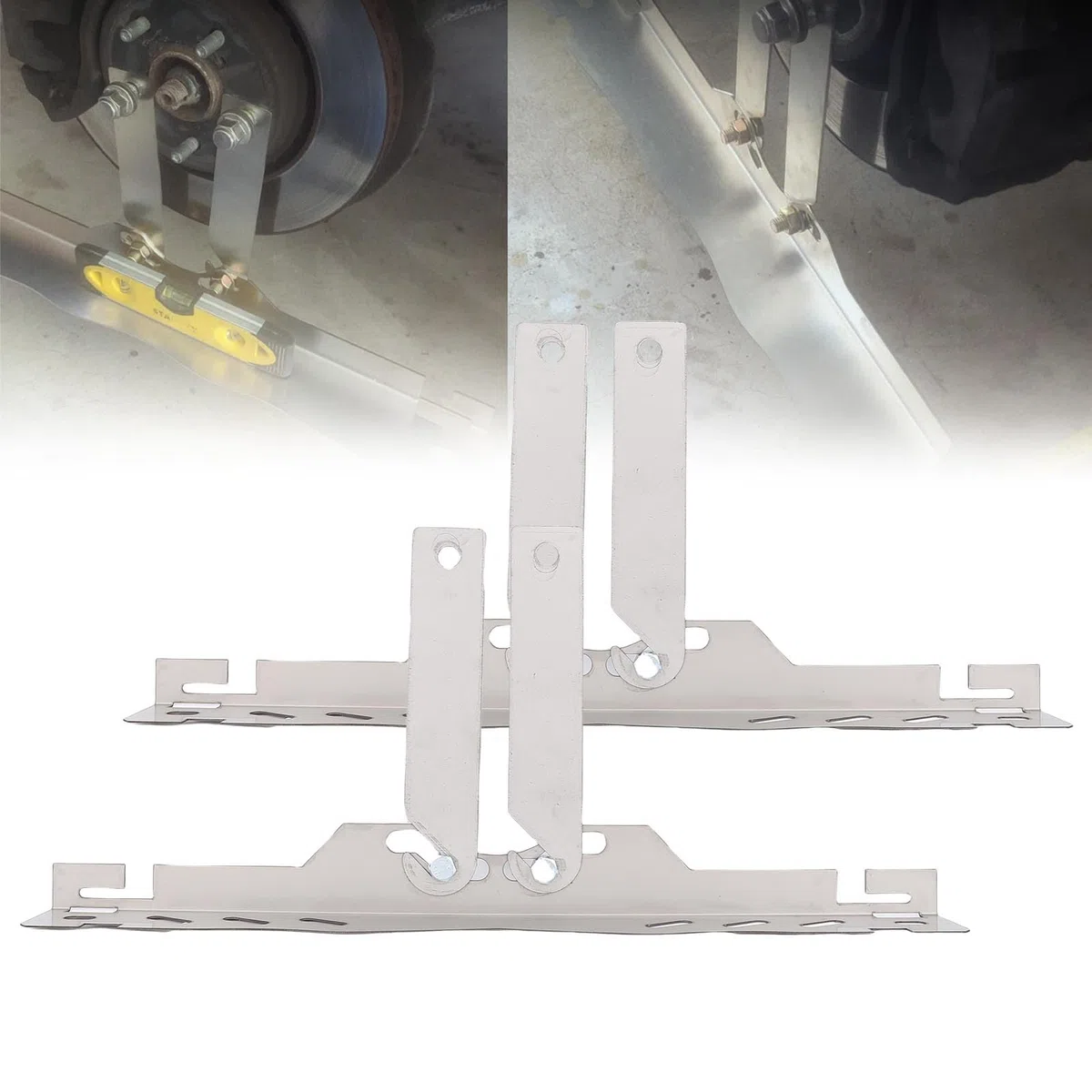 Strumento di Allineamento Convergenza Ruote 2 Set per Veicoli UTV ATV, Piastra in Acciaio per Misurazione Accurata con Slot di Misurazione, Strumento di Calibrazione Veicolo per Rilevamento
