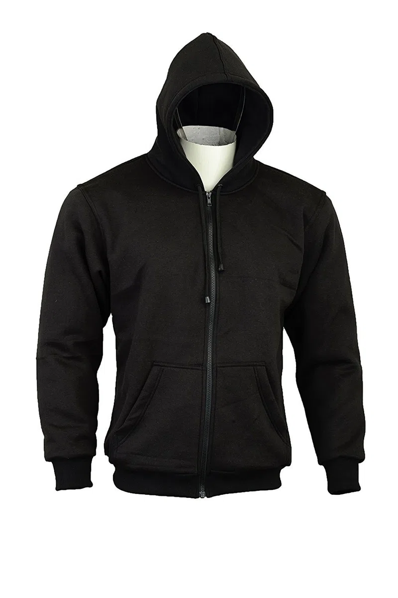 Bikers Gear The Crossfire Black Kevlar Motorcycle Hoodie Jacket CE Protection Black