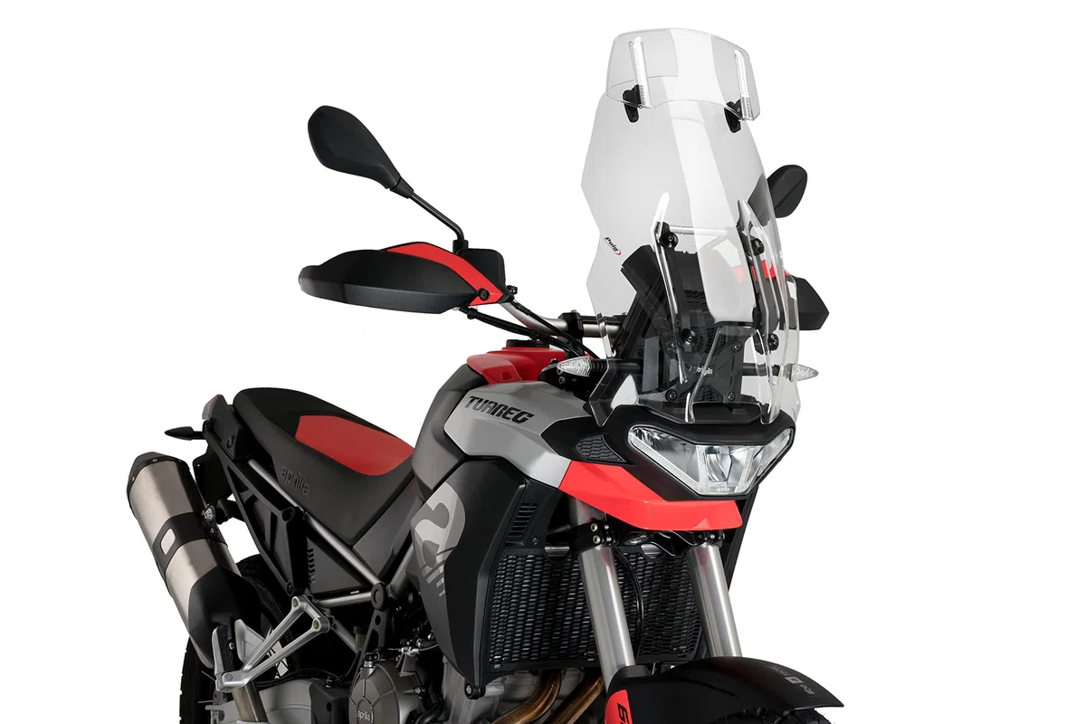 Puig 20763W Visiera multiregolabile con viti con sistema di fissaggio a viti e clip-on, realizzata in materiale resistente da 3 mm per regolazione aerodinamica, Trasparente