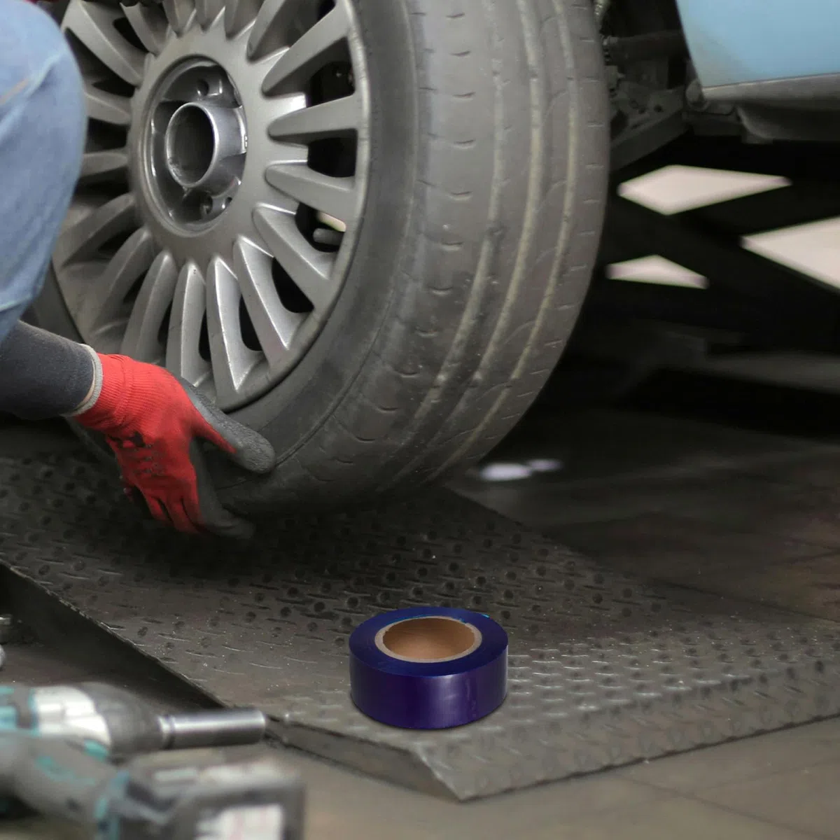 Gatuida 2 di Nastro Protettivo per Cerchioni di Pneumatici per Auto - Pellicola Protettiva per Cerchioni in polietilene Blu, Striscia AntiGraffio per mozzi - Parti di Riparazione per Veicoli, Auto,
