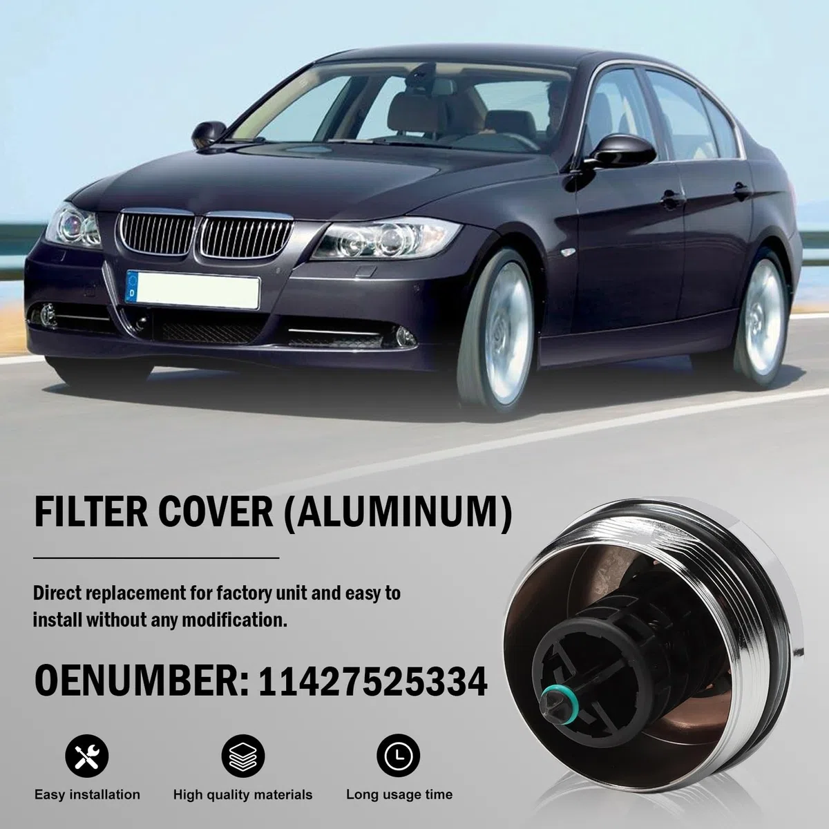 Coperchio Filtro Olio In Alluminio Adatto Per N52 N20 N54 N55 125i 320i 325i 328i 330i X5 X3 525i 528i 530i 740i 11427525334 Filtro Olio Motore
