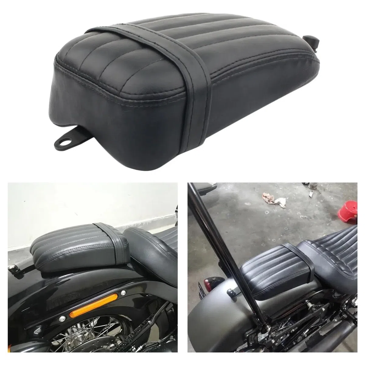 Sedile Passeggero Accessori moto Cuscino del sedile passeggero posteriore in pelle artificiale nera Sella comfort per ciclisti da strada