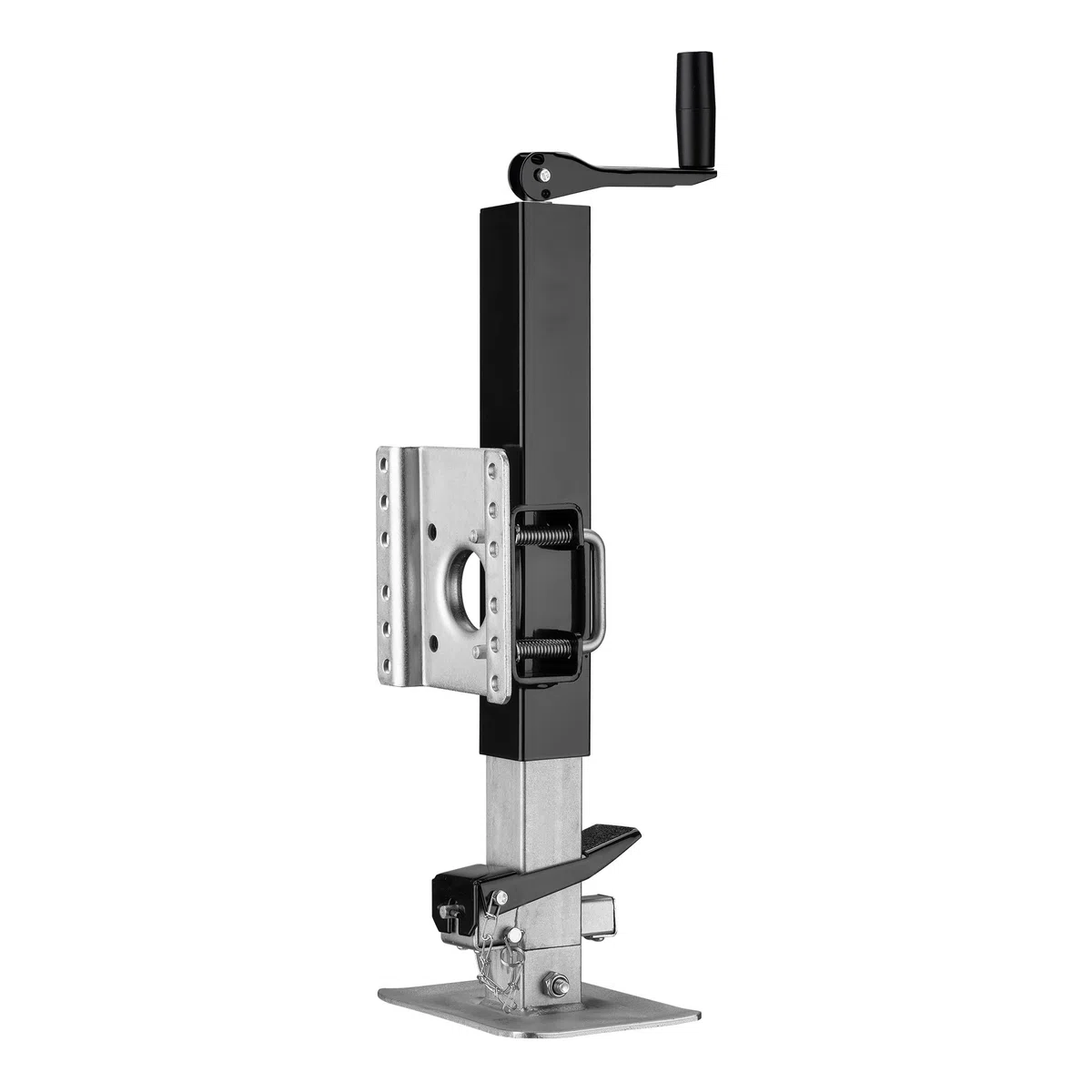 Wiltec Piede stabilizzatore per rimorchi roulotte, max 900 kg, regolabile in altezza con manovella, con pedale e perno di sicurezza