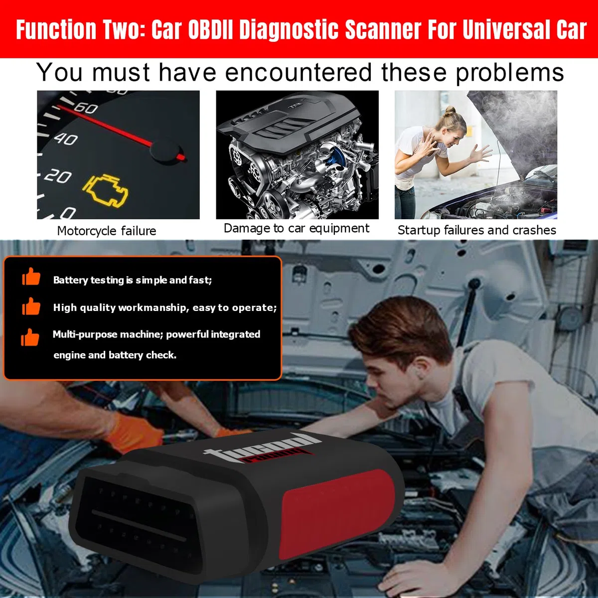 KDIAG OBD2 Scanner Diagnostic Tool, Car Code Reader for iOS & Android, Full System Auto Scanner Reset SAS EPB Service ECU Programmer Oil Reset Battery Match Wireless Check
