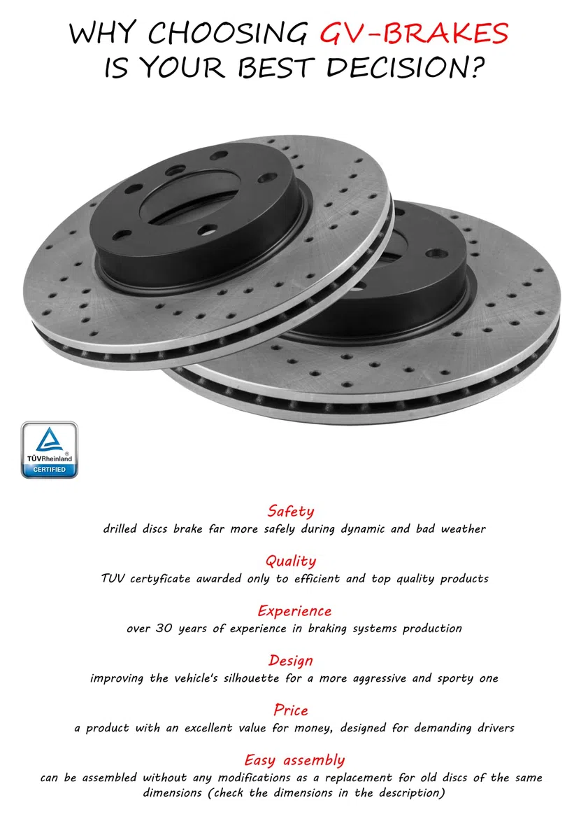 Perforazione GT Sport Disco Freno Rotori Compatibili Con FIAT PANDA I 169_ 2003 2004 2005 2006 2007 2008 2009 2010 2011-0358GVR - Anteriore - Ventilato - Fori 4 - Diametro 240x20