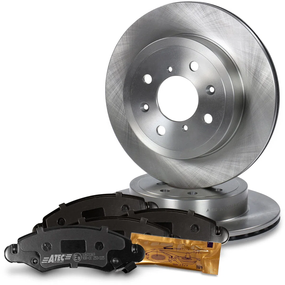 ATEC Germany Set freni asse anteriore incl. dischi freno Ø 253 mm ventilati + pastiglie freno anteriori Compatibile con OPEL AGILA (A) (H00), SUBARU JUSTY (G3X), SUZUKI IGNIS II (MH), WAGON R+ (MM)