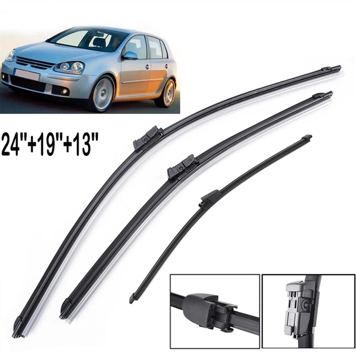 24 "19" 13" Anteriore E Posteriore Tergicristallo Spazzole Tergicristallo Accessori Auto Per VW Per Golf 5 2005 2006 2007 2008 2009 Parabrezza