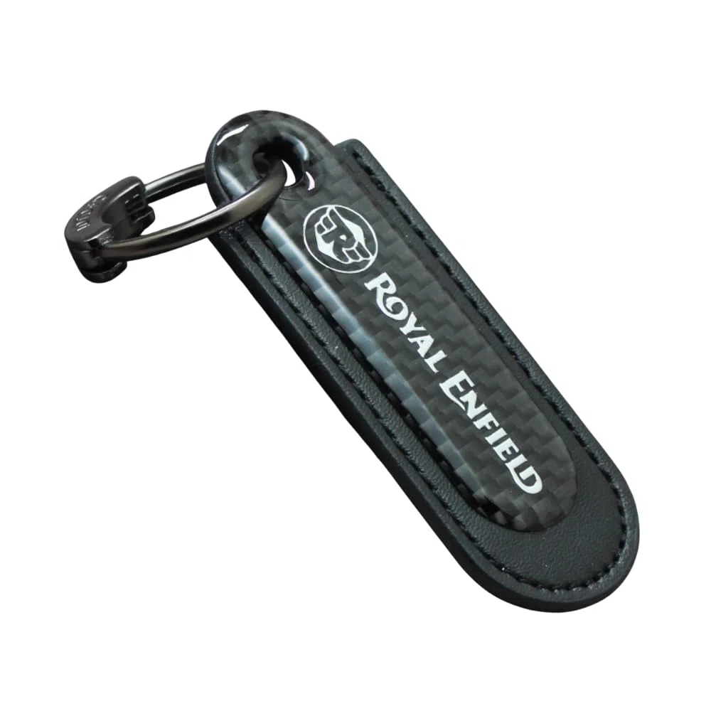 Portachiavi Moto Design in Fibra di Carbonio Pelle per Royal Enfield Microfibra Pelle di Alta qualità Portachiavi Fibra di Carbonio Accessorio Elegante e Resistente Moto Portachiavi,Black-A